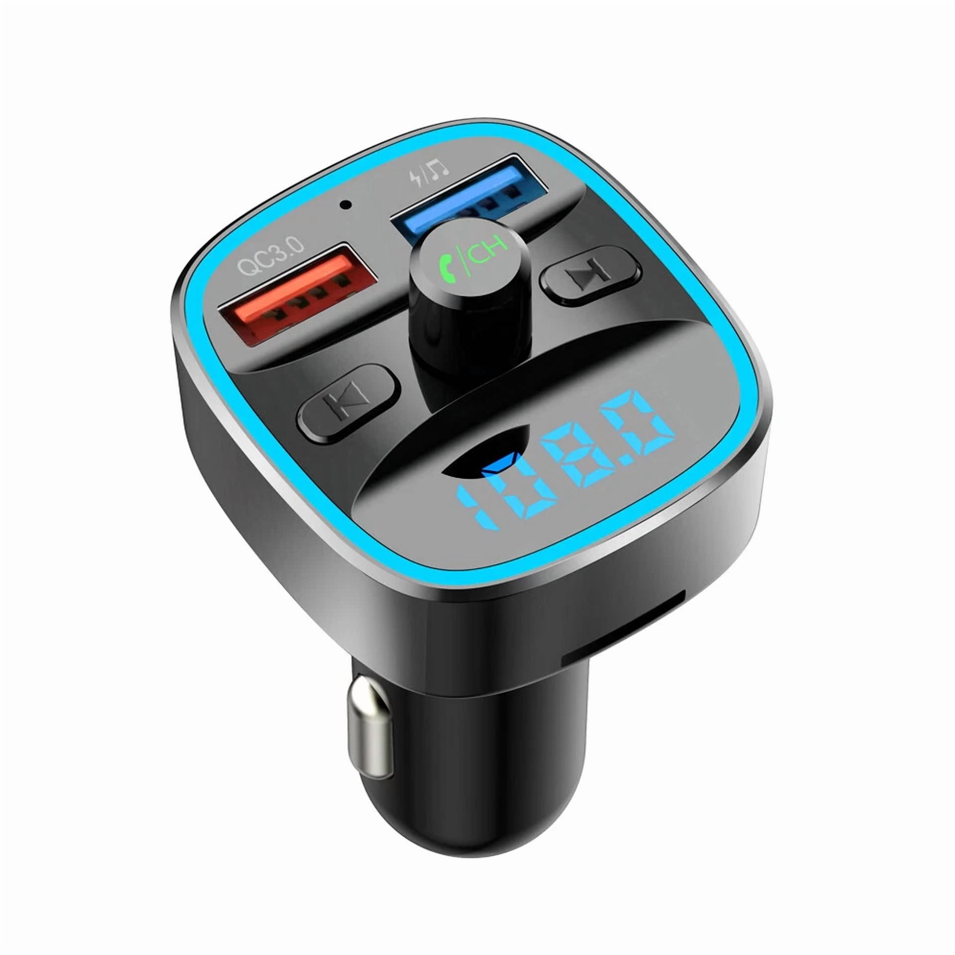 Rhea Bluetooth Car FM Transmitter Radio Adapter with QC3.0 Fast USB Charger (Black, 1 Pack) hpmqq
