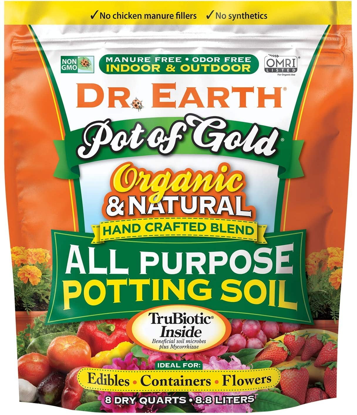 Dr. Earth Pot of Gold All Purpose Potting Soil (Gold, 8 qt) 5ii4t