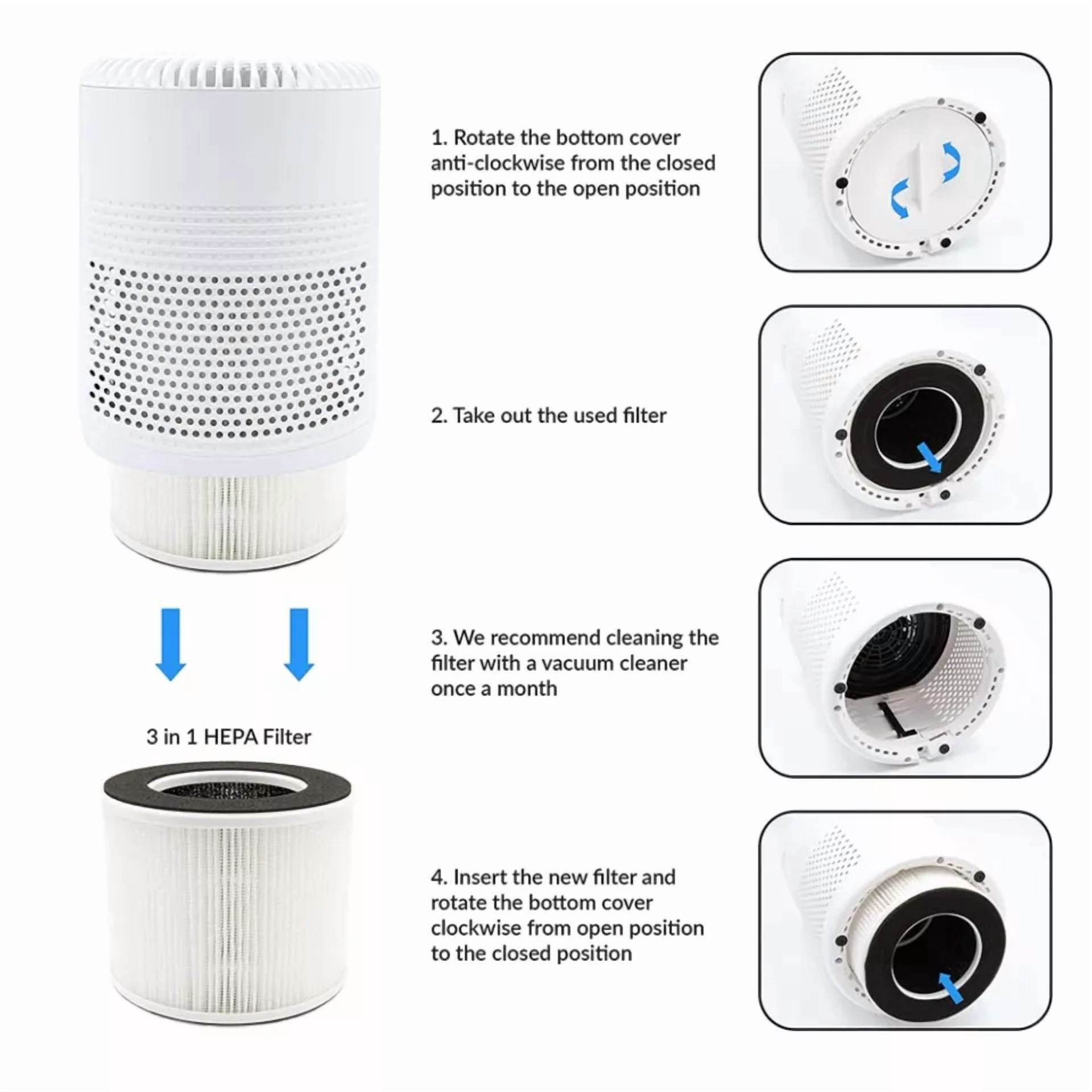 Flint 3-In-1 True HEPA Activated Carbon Replacement Filter for Silentnight Air Purifier 42269 (1 Pack) pjm9o