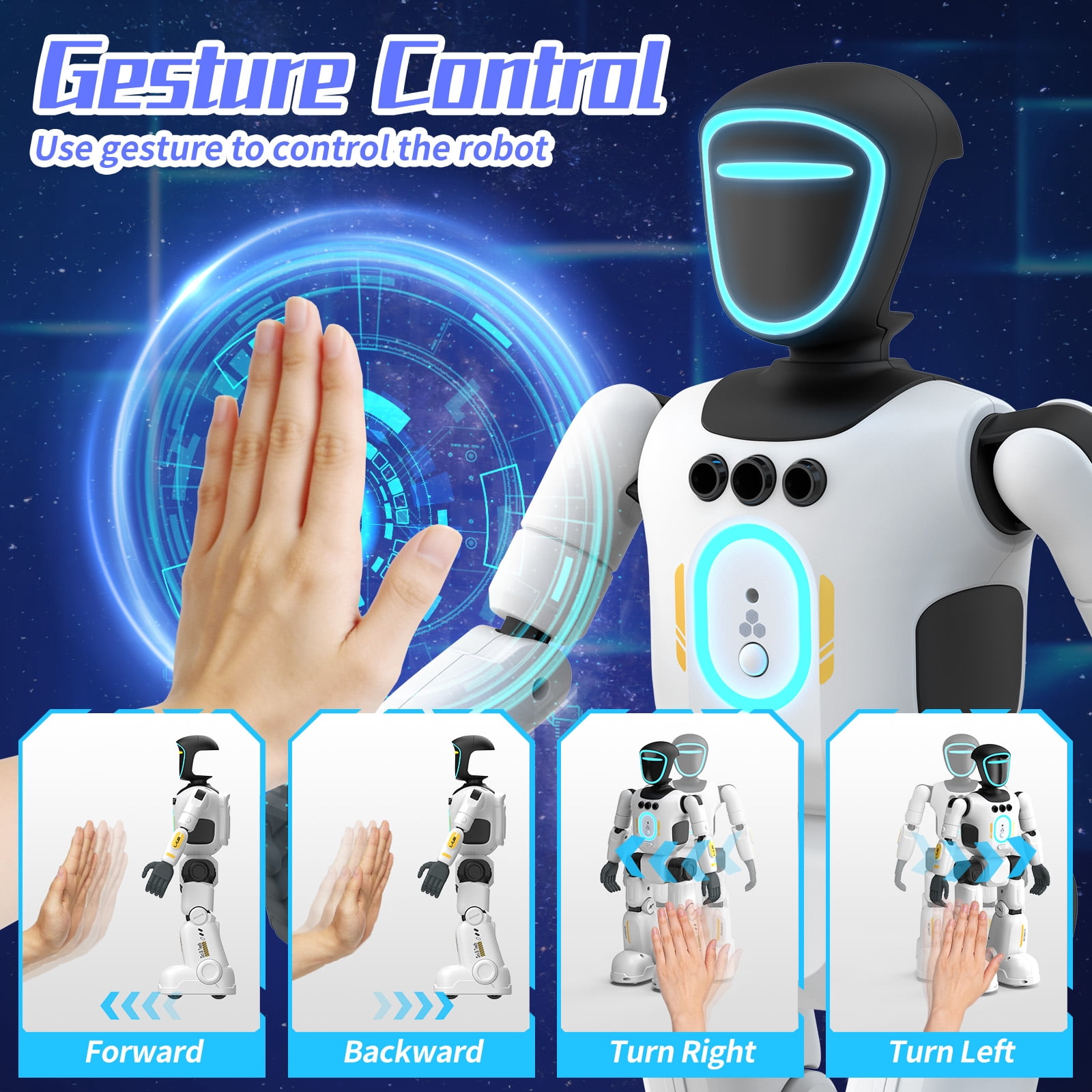 GMDISC Remote Control Robot Toy, Interactive Smart Programmable Robot with Gesture Sensing (White, 10 in) bca7a