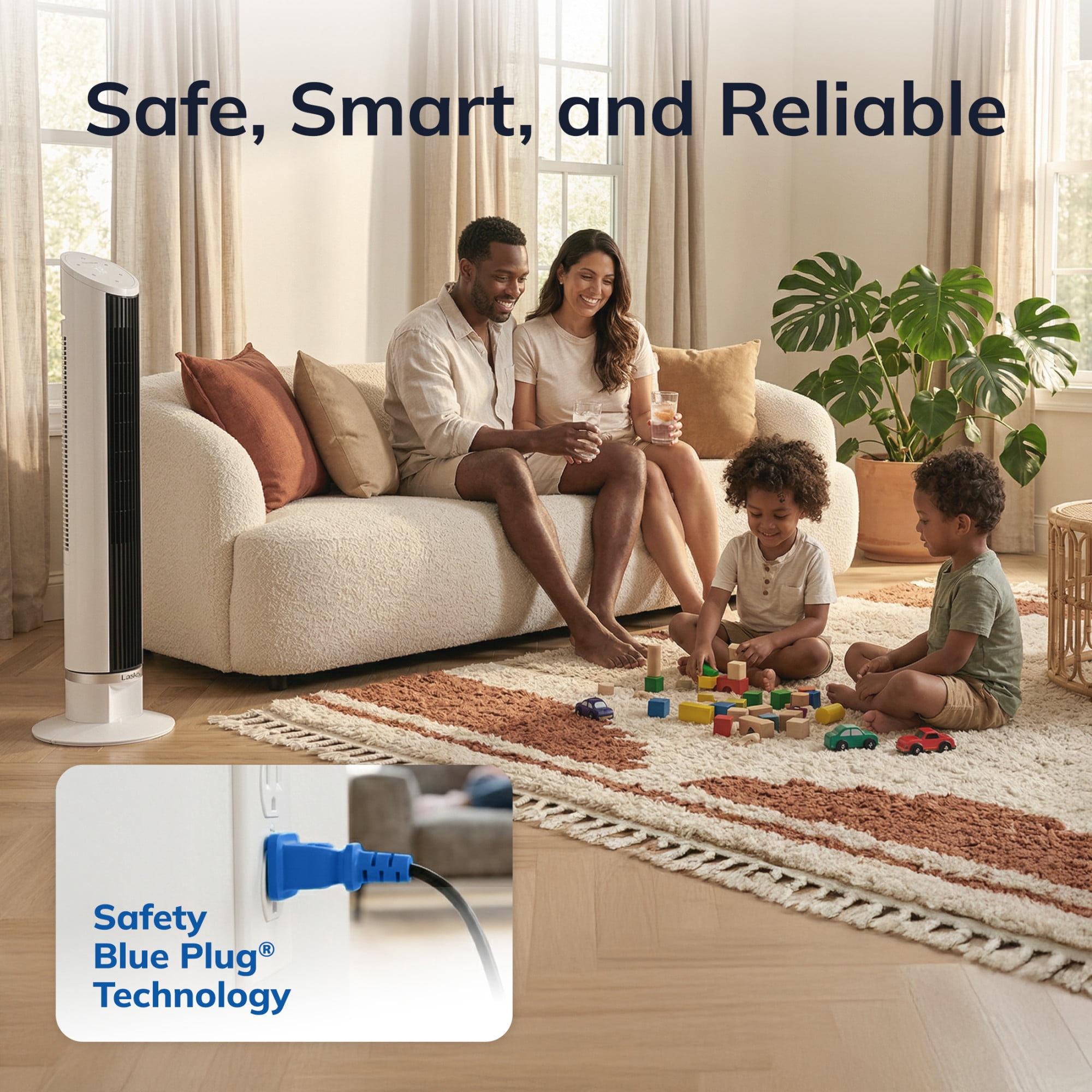 Lasko 36 in Quiet Oscillating Tower Fan with Remote Control and 12 Speeds (White, 36 in) 1fyqh