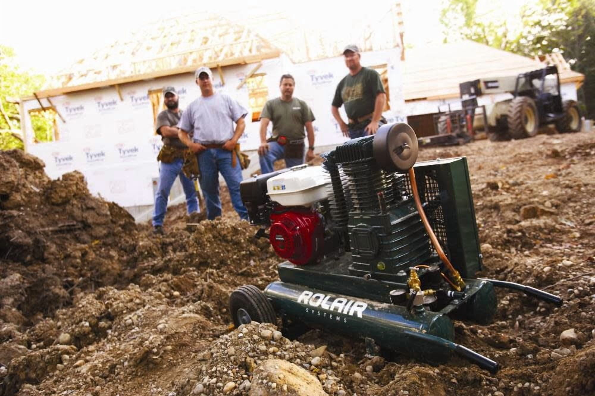 Rolair 8422HK30-0001 2-Stage Wheelbarrow Air Compressor with Honda Engine (Green, 9 gal) 632q4
