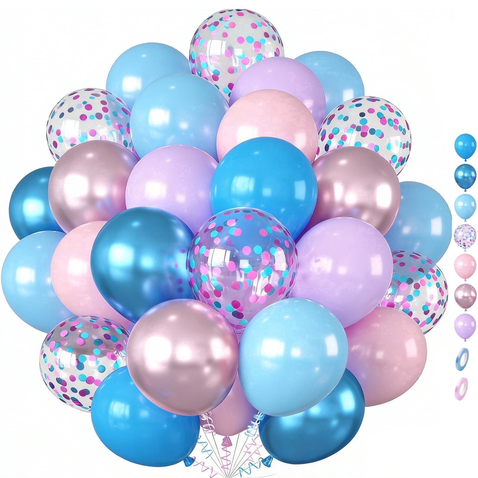 Qiameng Party Balloon Arch Kit, Pastel Pink Blue Purple Metallic Latex Balloons for Birthday Baby Shower Decorations (50 Count, 12 in) tbzd8