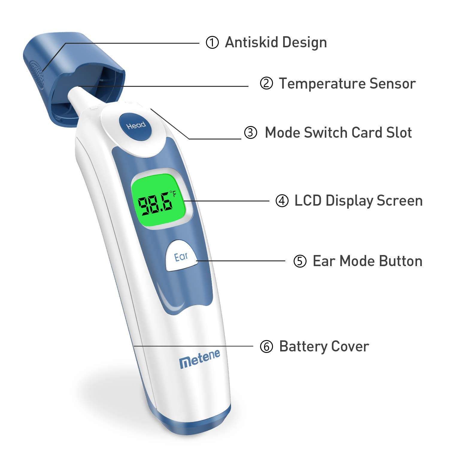 Metene Digital Forehead and Ear Thermometer for Baby, Fast 1-Second Reading with Fever Alarm (1 Count) dum29