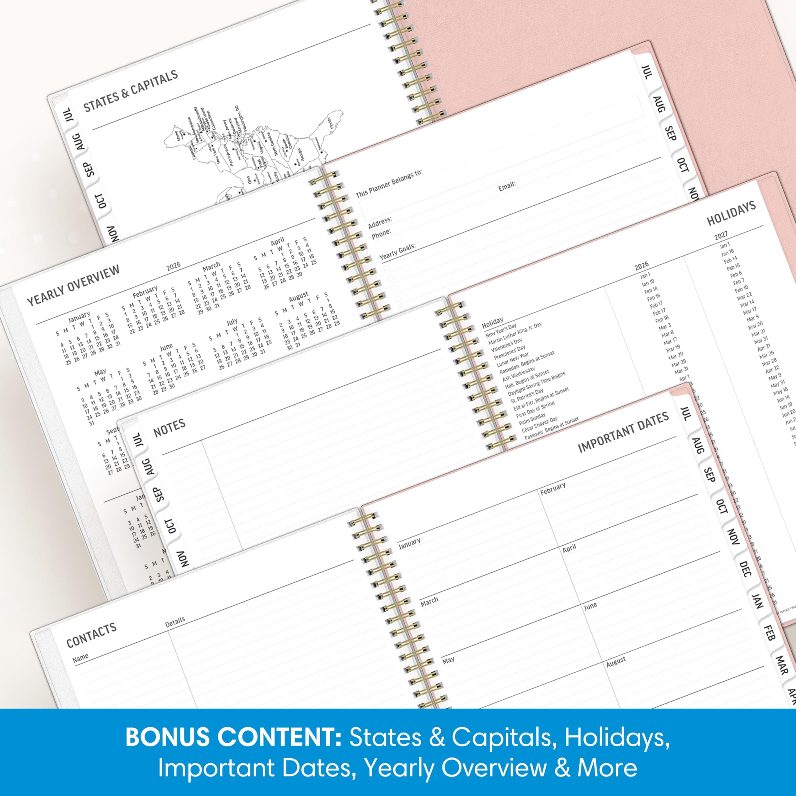 Blue Sky 2026-2027 Academic Planner, Weekly & Monthly Large Print Organizer, Charlotte Design (Blue, 8.5 in x 11 in) qygl3