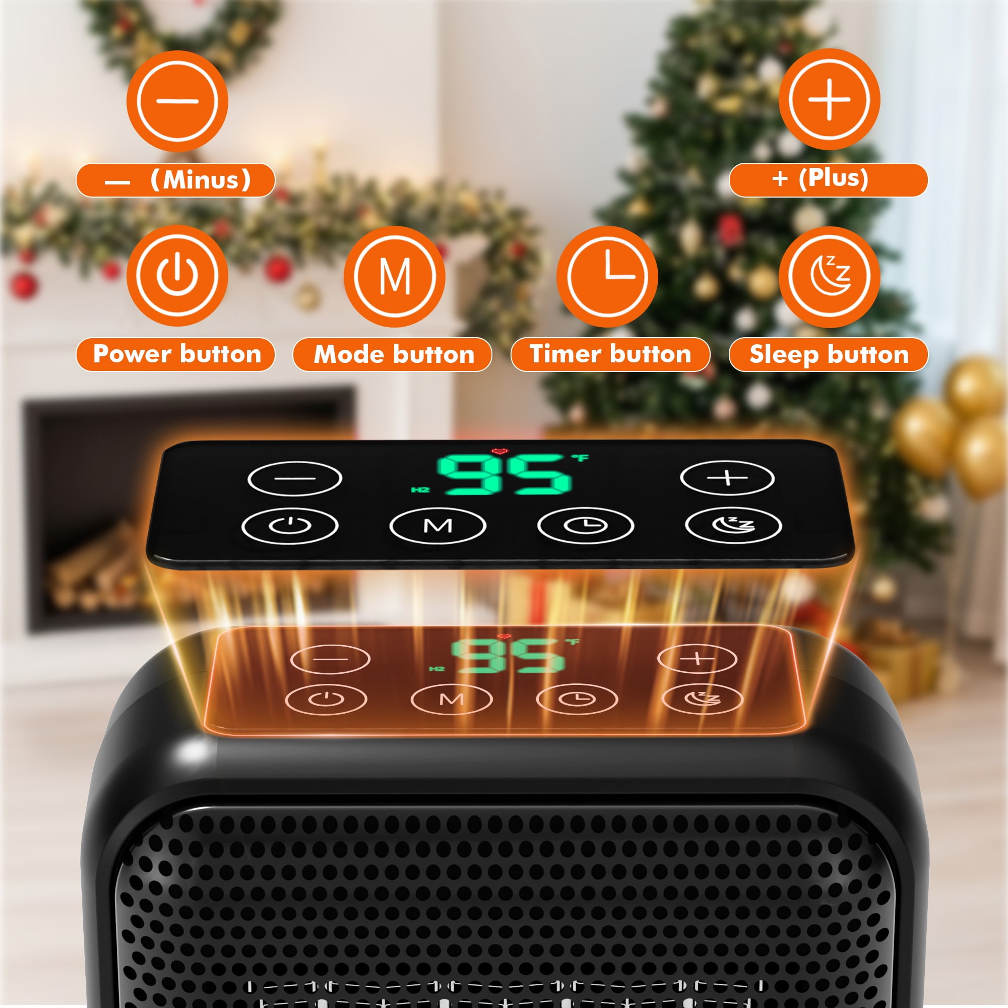 Moifoi 1500W Ceramic Space Heater, Portable Indoor Fan Heater with Adjustable Thermostat (Black, 6.18 in x 4.80 in x 8.94 in) qtkv5