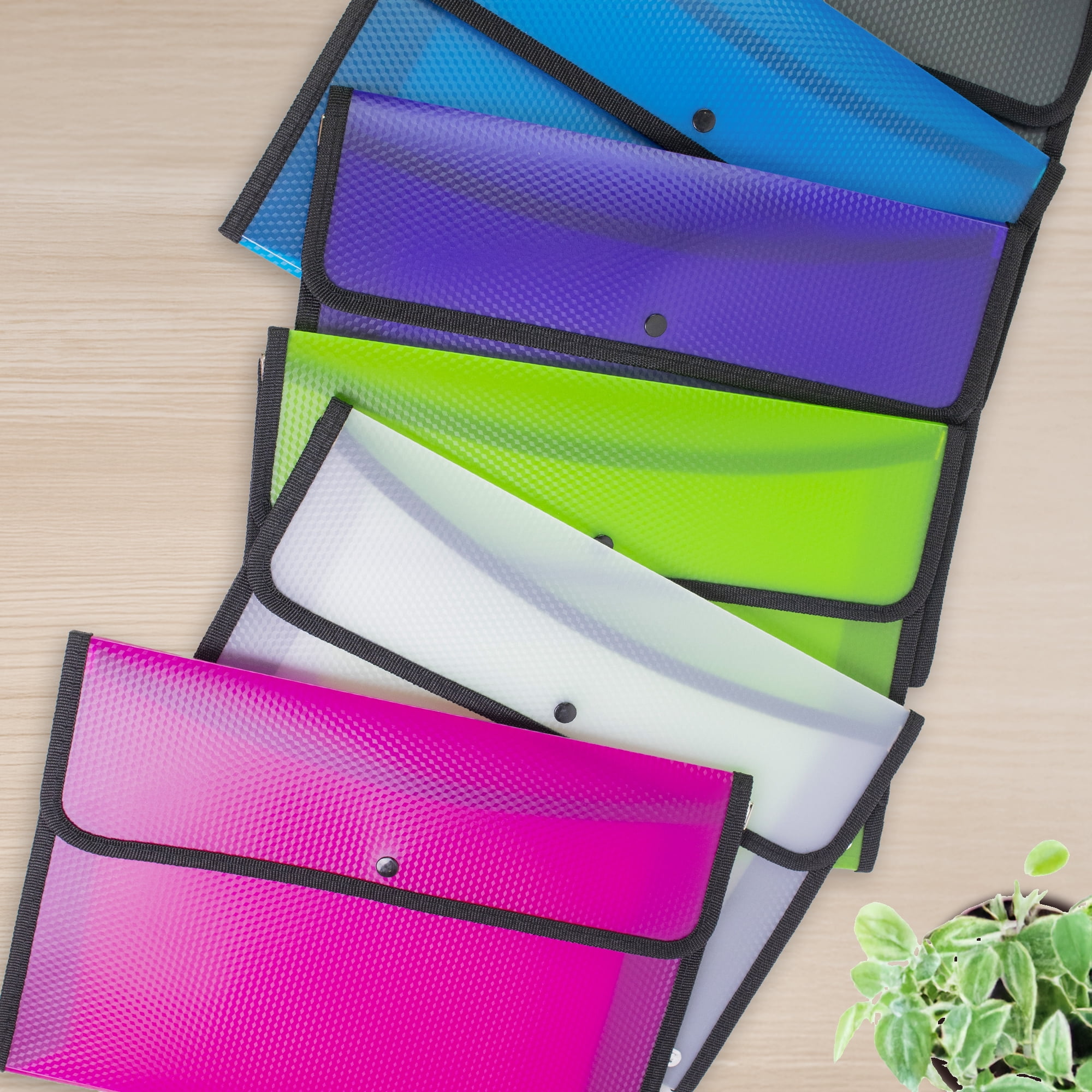 BAZIC Plastic File Folder, Letter Size Document Holder Envelopes, Waterproof Portfolio Organizer (6-Pack, 13 in x 9.4 in) vl4w8
