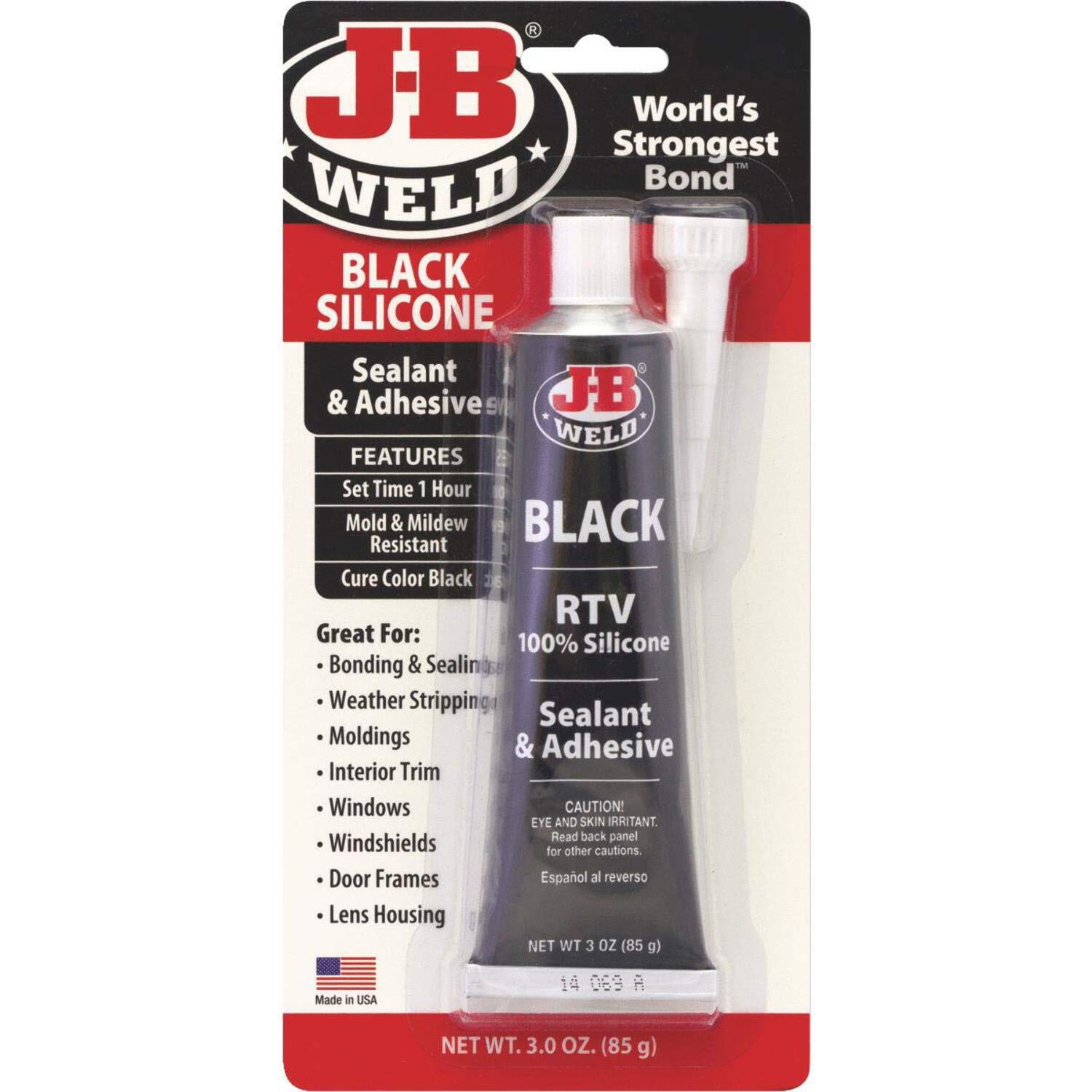 J-B Weld 31319 RTV Silicone Sealant Heavy-Duty Waterproof Adhesive (Black, 3 oz) 5oaep