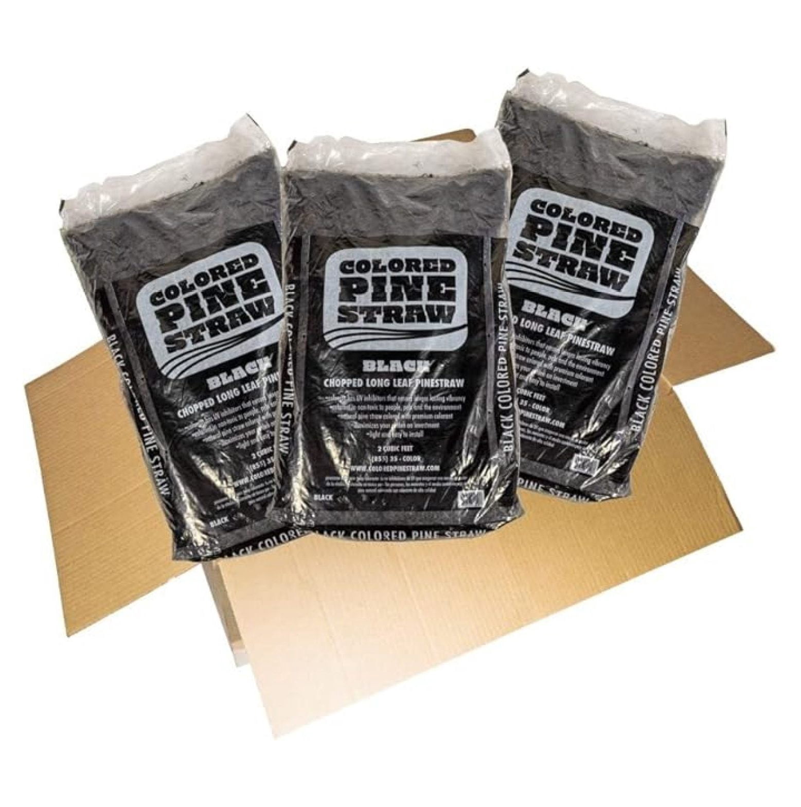 Lqyy Longleaf Pine Straw Mulch (Black, 3 Bags per Box, 60 sq ft) sy0un