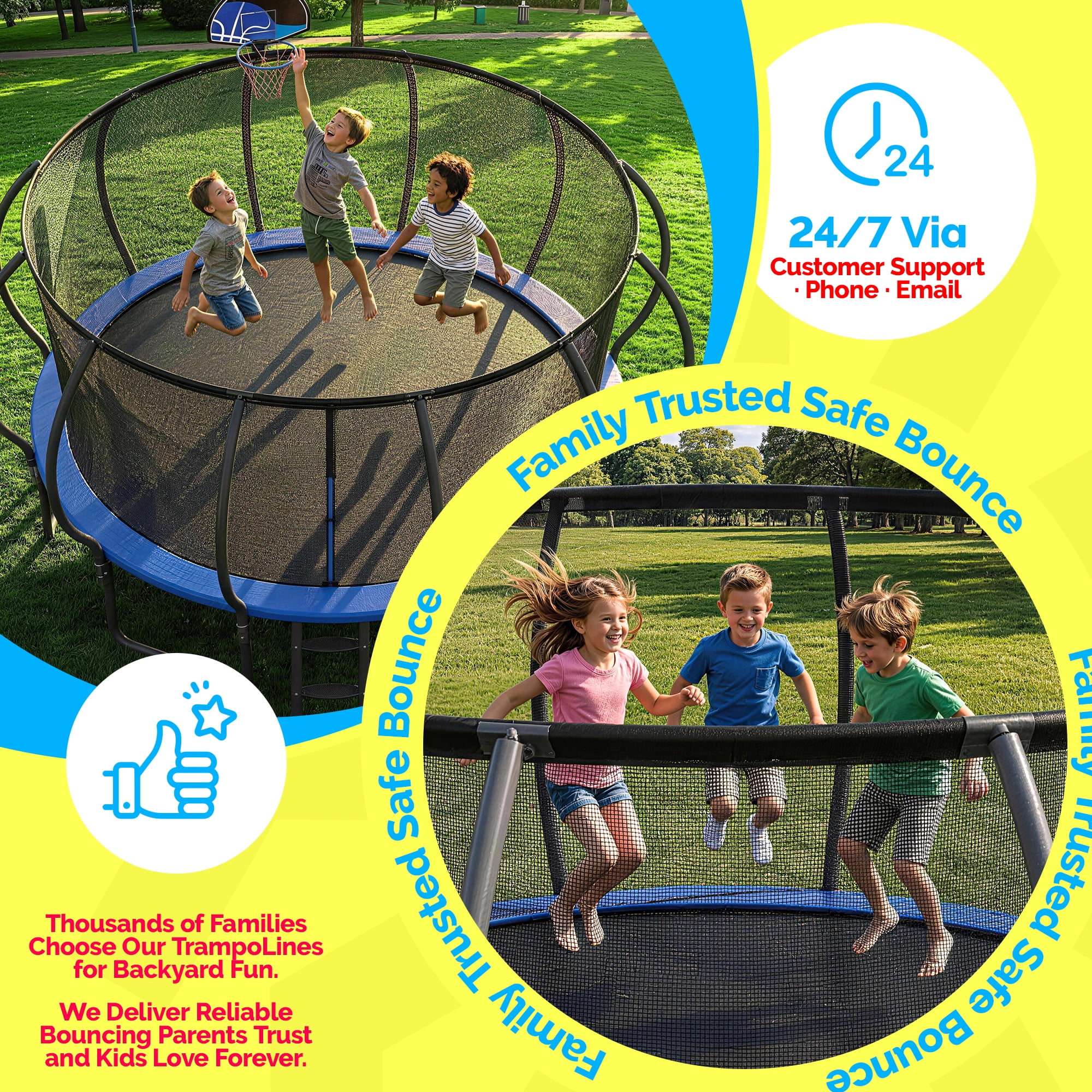 YORIN 14ft Outdoor Recreational Trampoline with Enclosure Net and Ladder (Heavy-Duty, 1400 lb Capacity) ivh4e - Image 6
