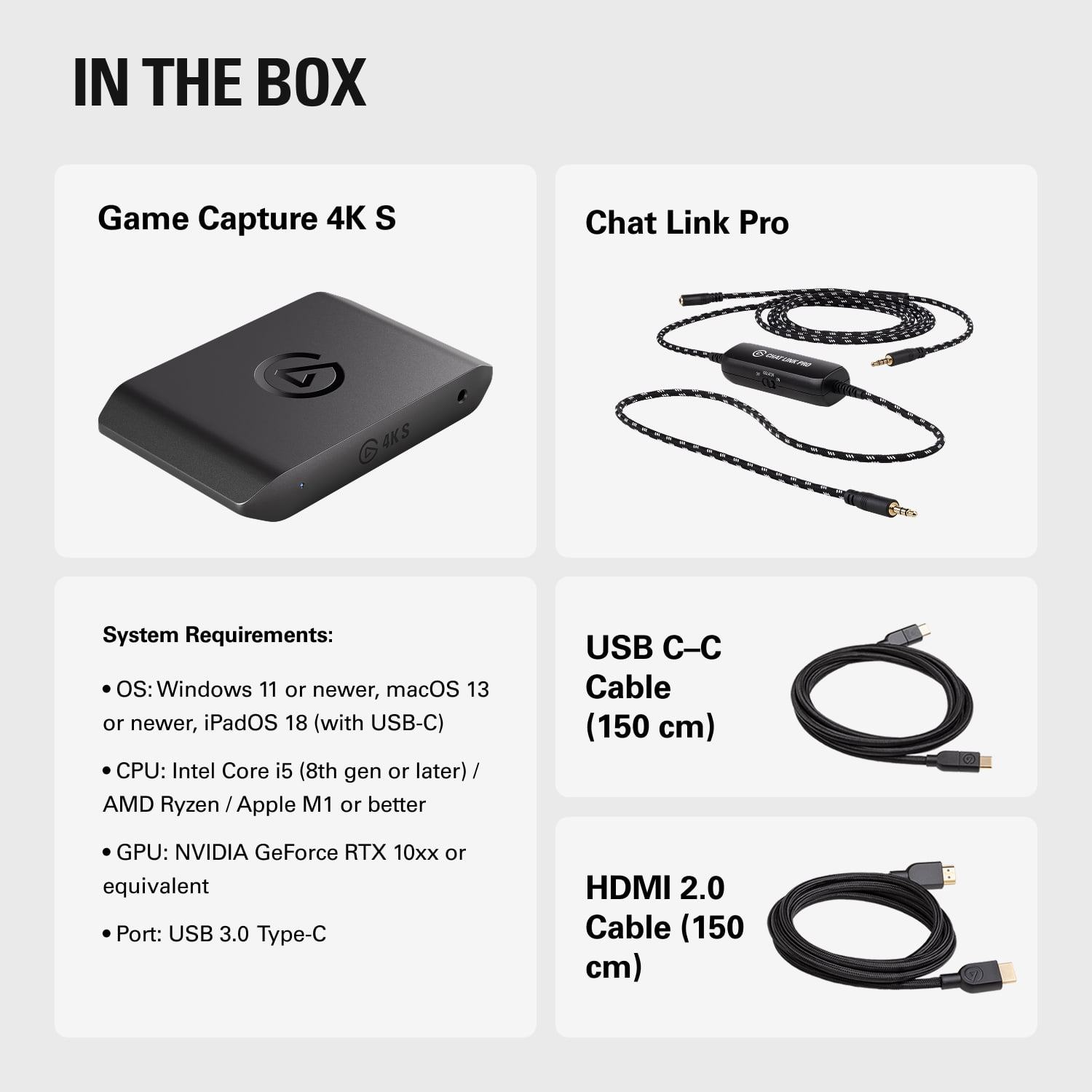 Elgato Game Capture 4K S External Video Capture Card with Chat Link Pro (4K60 HDR10, VRR Passthrough, 1 Pack) wf5n0