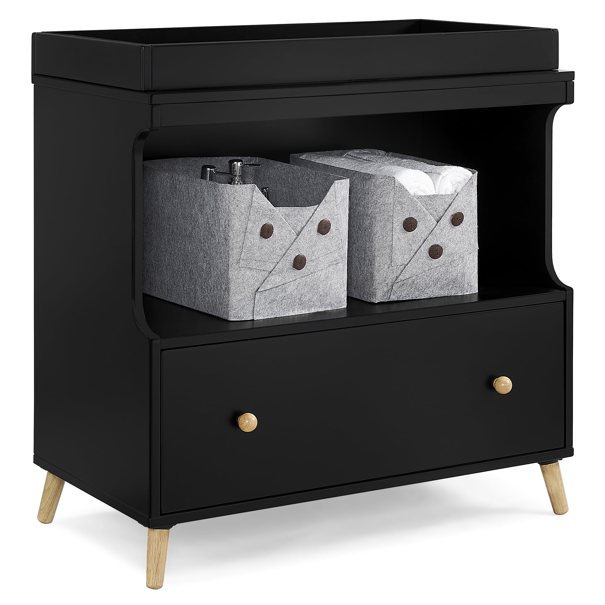 Delta Children Essex Convertible Changing Table with Drawer (White, 34.25 in x 20.75 in x 36 in) p5h77