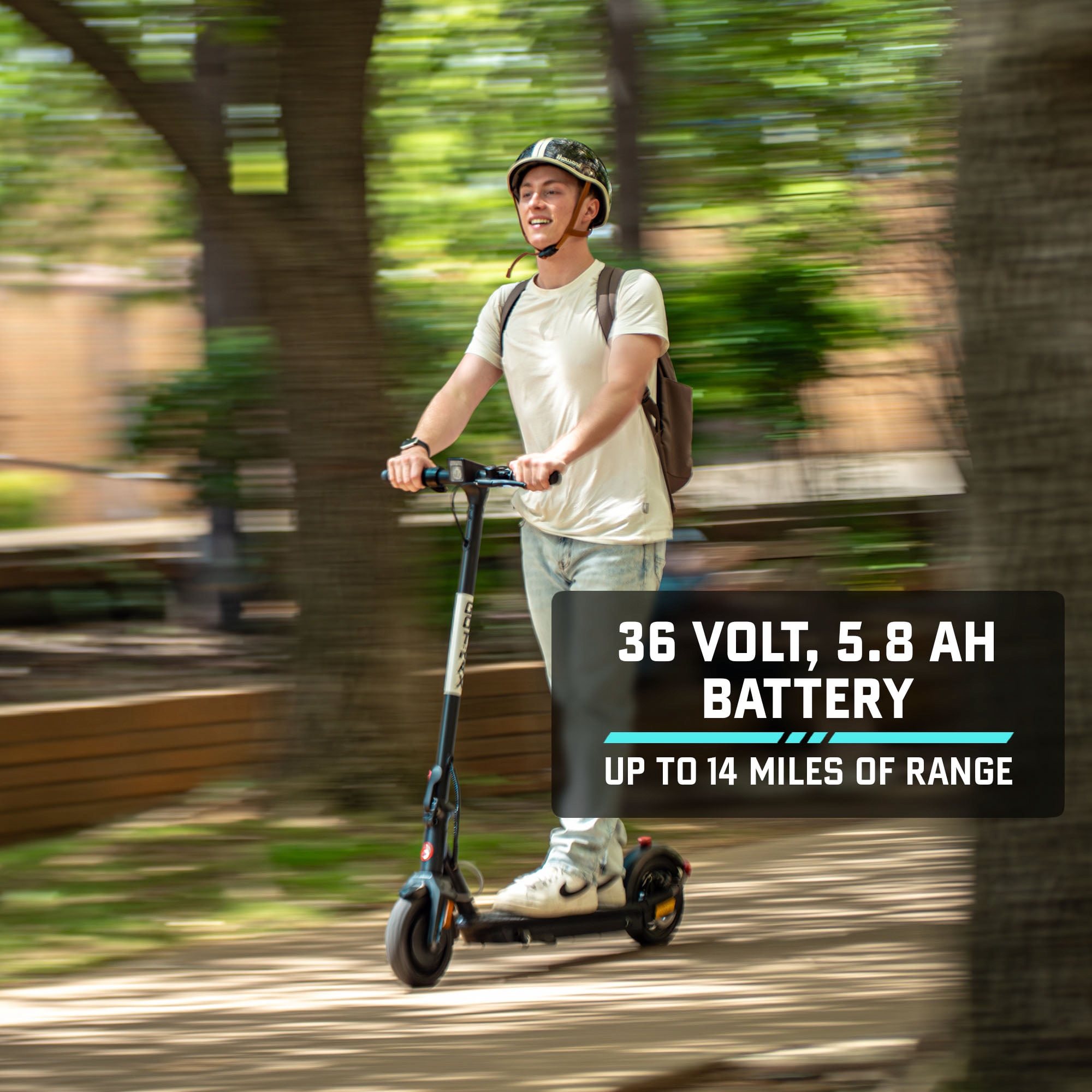 GOTRAX Fusion Electric Scooter, Foldable Commuter Scooter with 300W Motor, 18 MPH Max Speed, 14 Mile Range, 8.5 in Honeycomb Tires (Black) obl30
