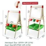 Ealing All-in-One Kids Art Easel with Paper Roll and Storage Bins, Double-Sided Height Adjustable Magnetic Whiteboard and Chalkboard (Green, 195 in Paper) k8dbf