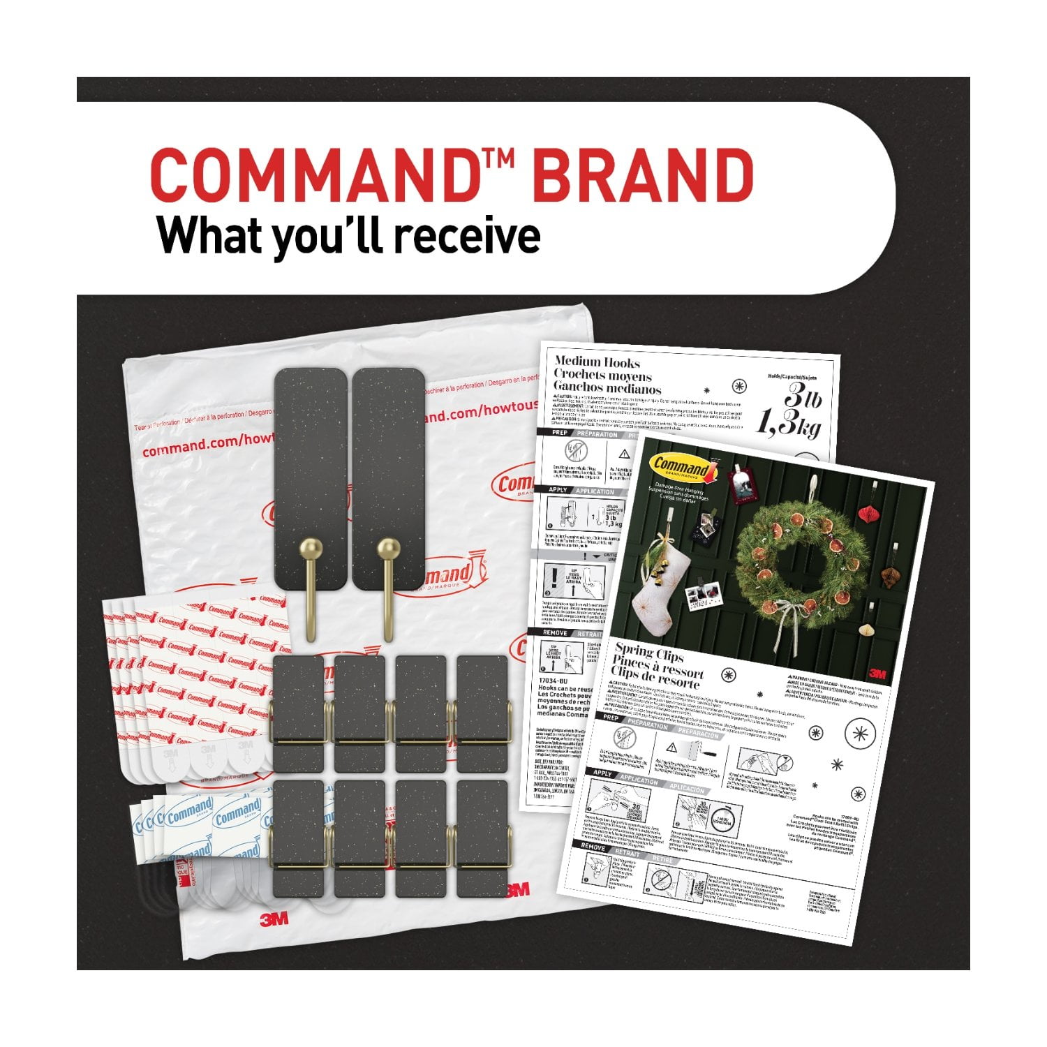 Command Wall Hooks Variety Pack (Soot, 10 Hooks, 12 Strips) fp99o