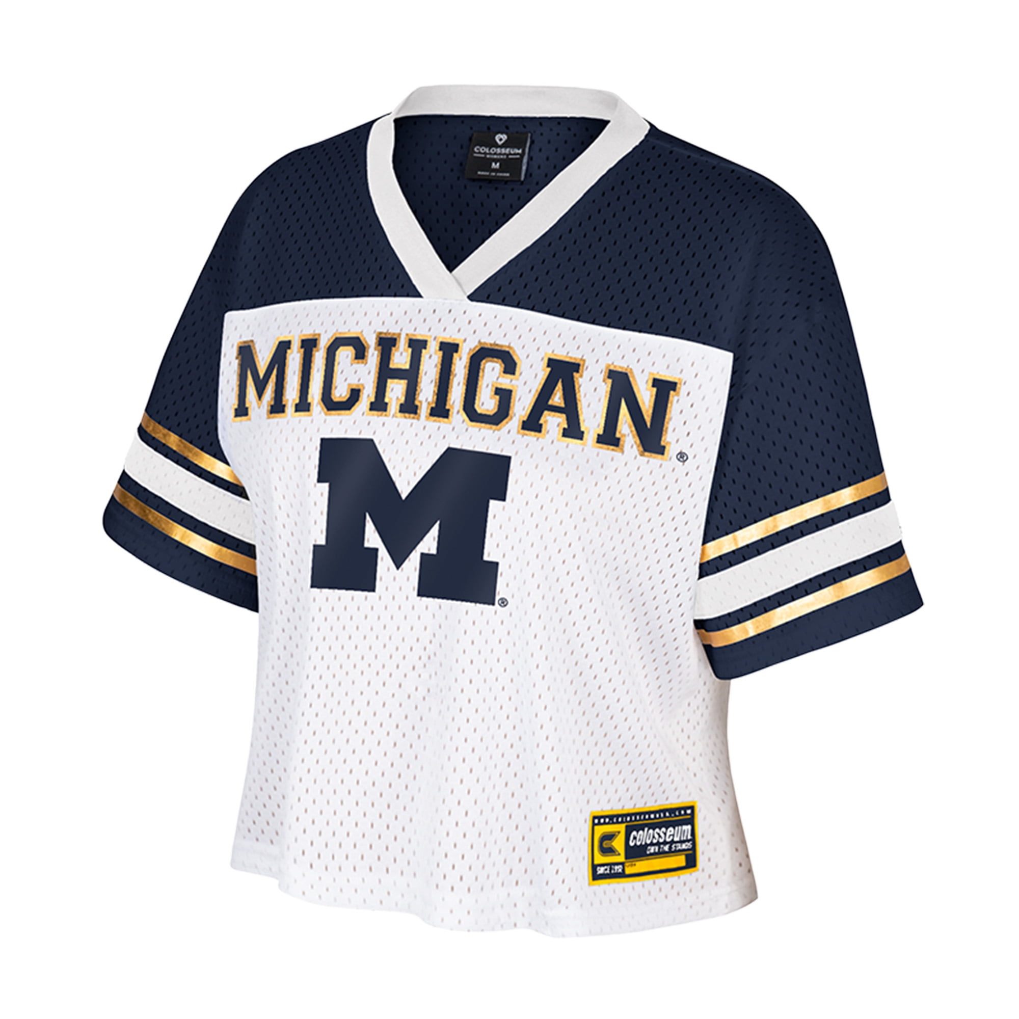 Colosseum Women's Michigan Wolverines Treasure Cropped Football Jersey (White, Small) c5jor