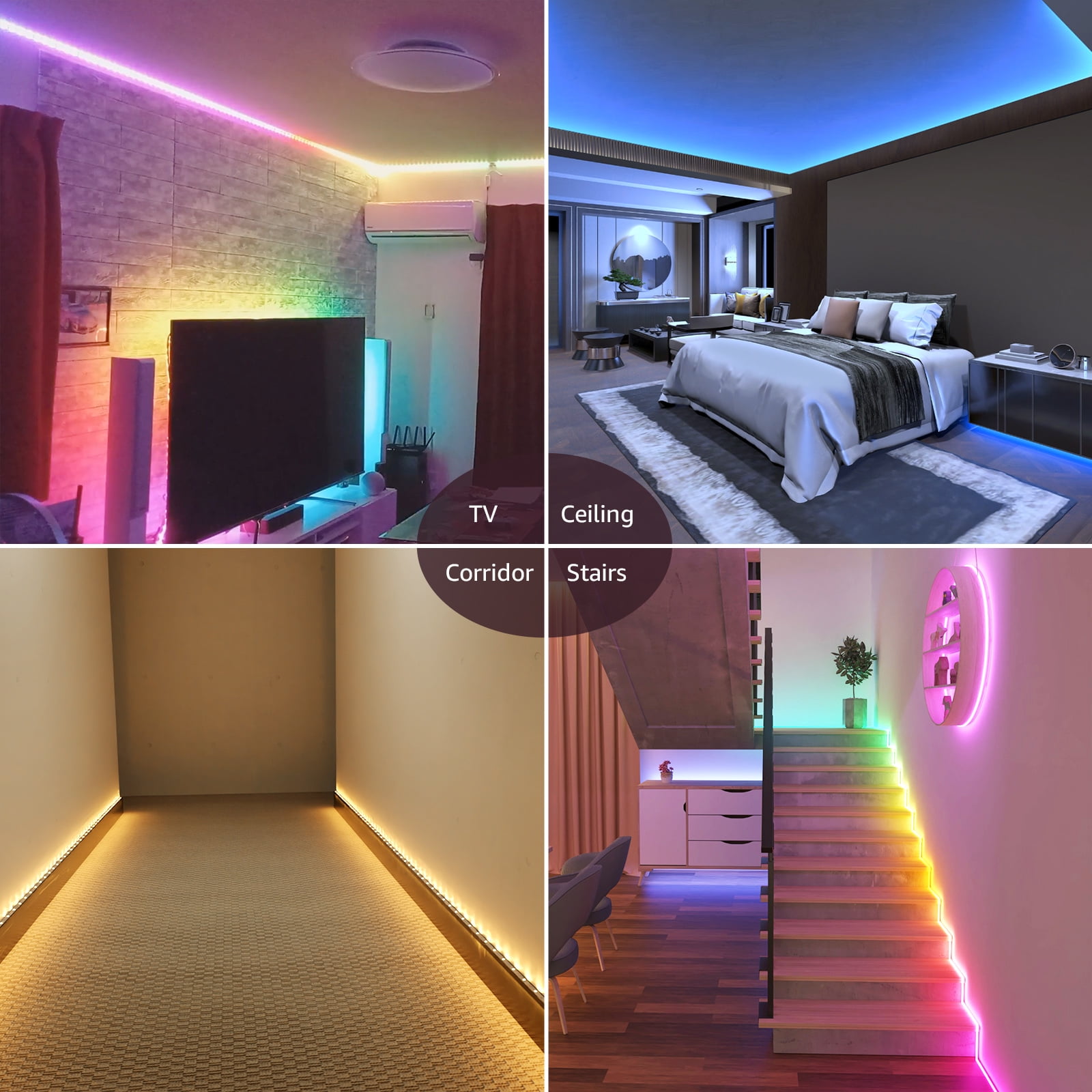 Lepro Music Sync LED Strip Lights, Waterproof RGB Color Changing Tape for Bedroom and Gaming (49.2 ft) 630j0