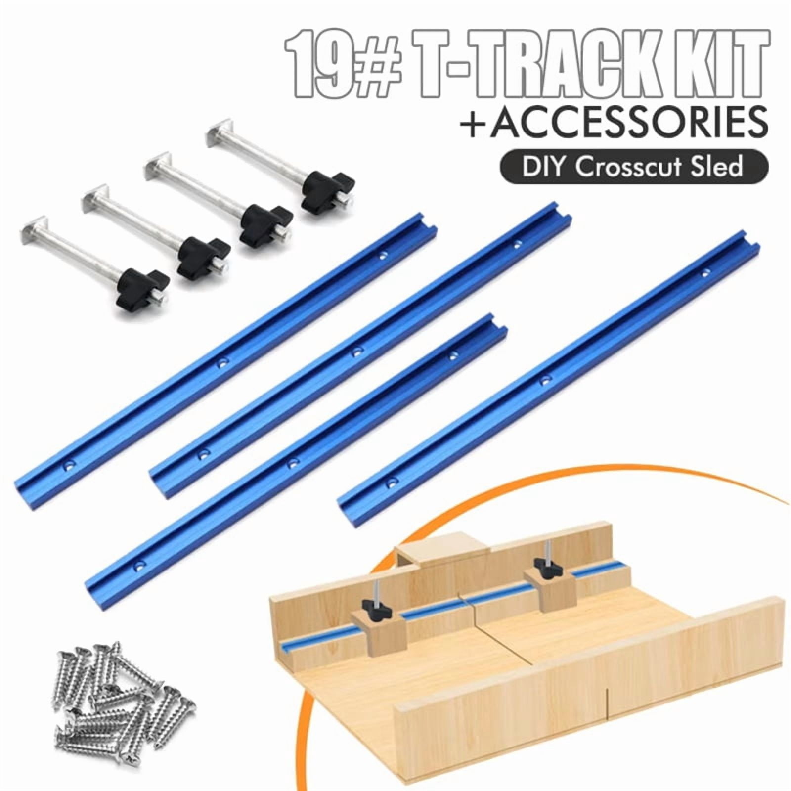 Woodworking T-Track Kit Aluminum Miter Slot Track for Router Table and Workbench (Blue, 19 in) 2ox2n