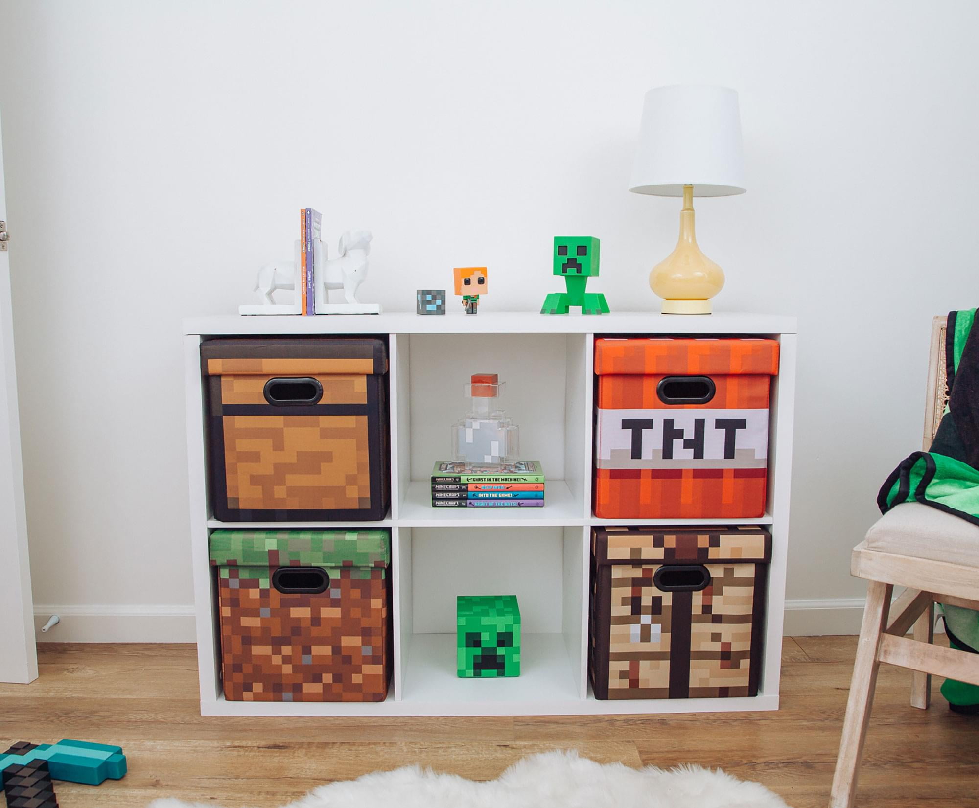 Minecraft TNT Block Fabric Storage Bin Cube Organizer with Lid (Red, 13 in) jqqhy