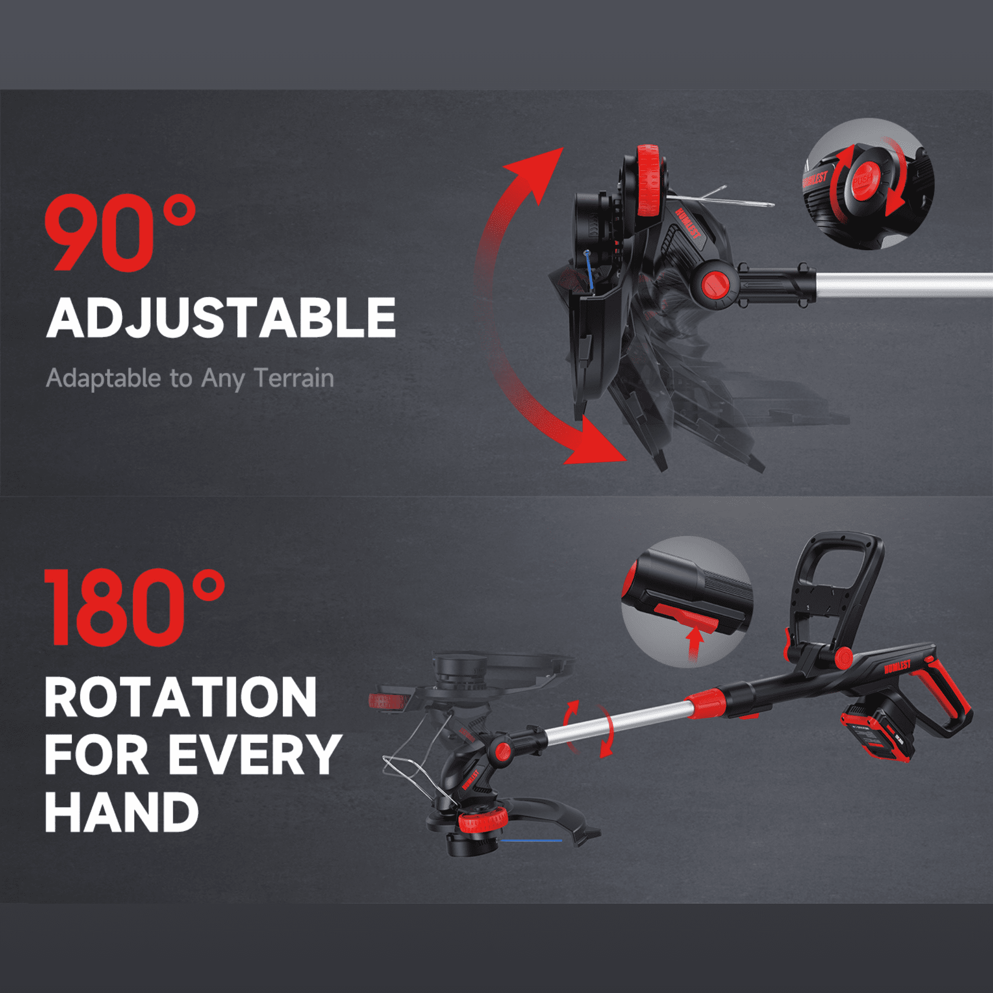 Humlest 20V Cordless String Trimmer and Edger, 2-in-1 Electric Grass Weed Eater with Auto Feed, 13 in Cutting Width (Black, 2.5Ah Battery Included) pudep