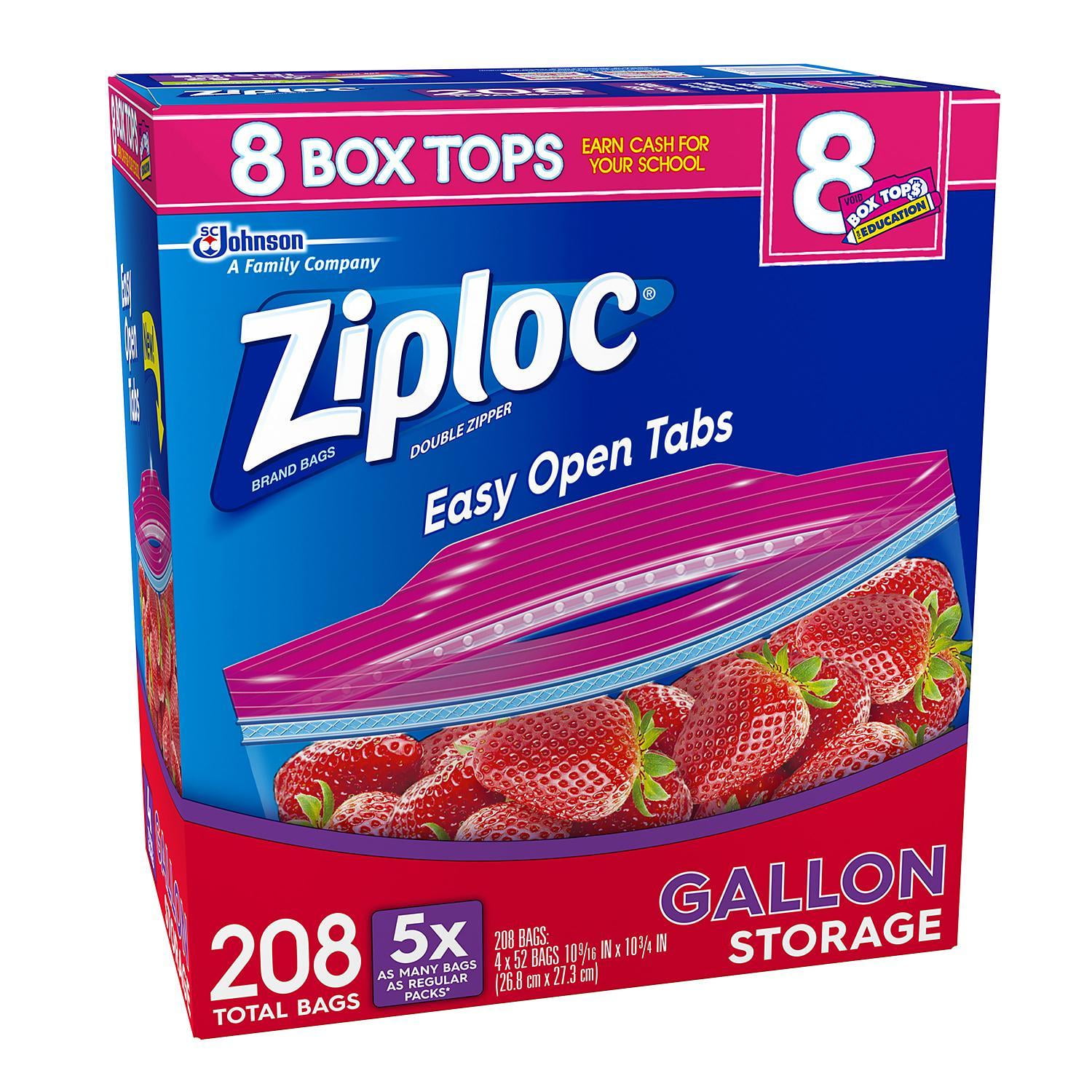 Ziploc Double Zipper Storage Bags, Gallon Size (Clear, 208 Count) ak4vd