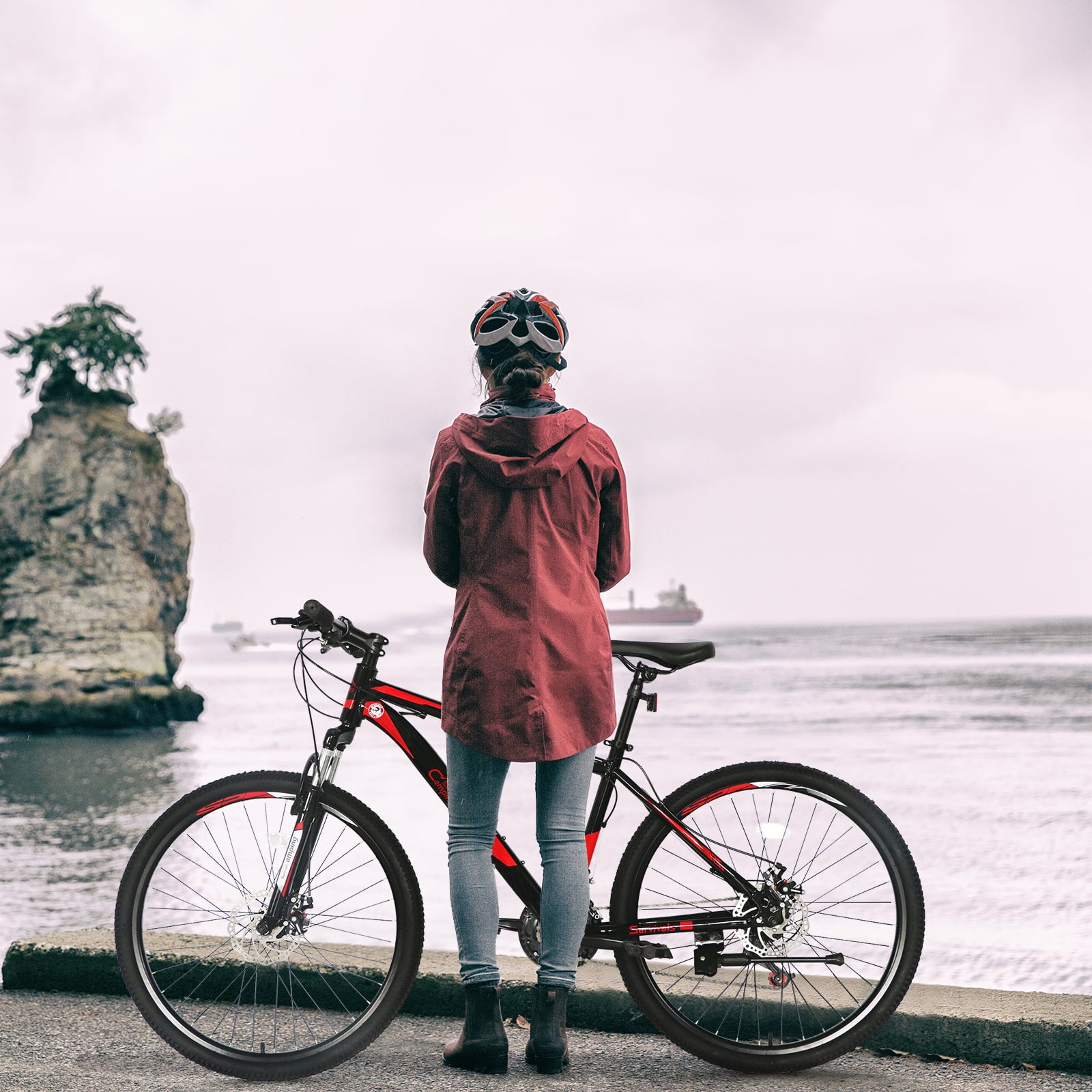 AsterOutdoor 26 Inch Mountain Bike 21-Speed Disc Brakes High Carbon Steel Frame (Red, 26 in) hfoqe