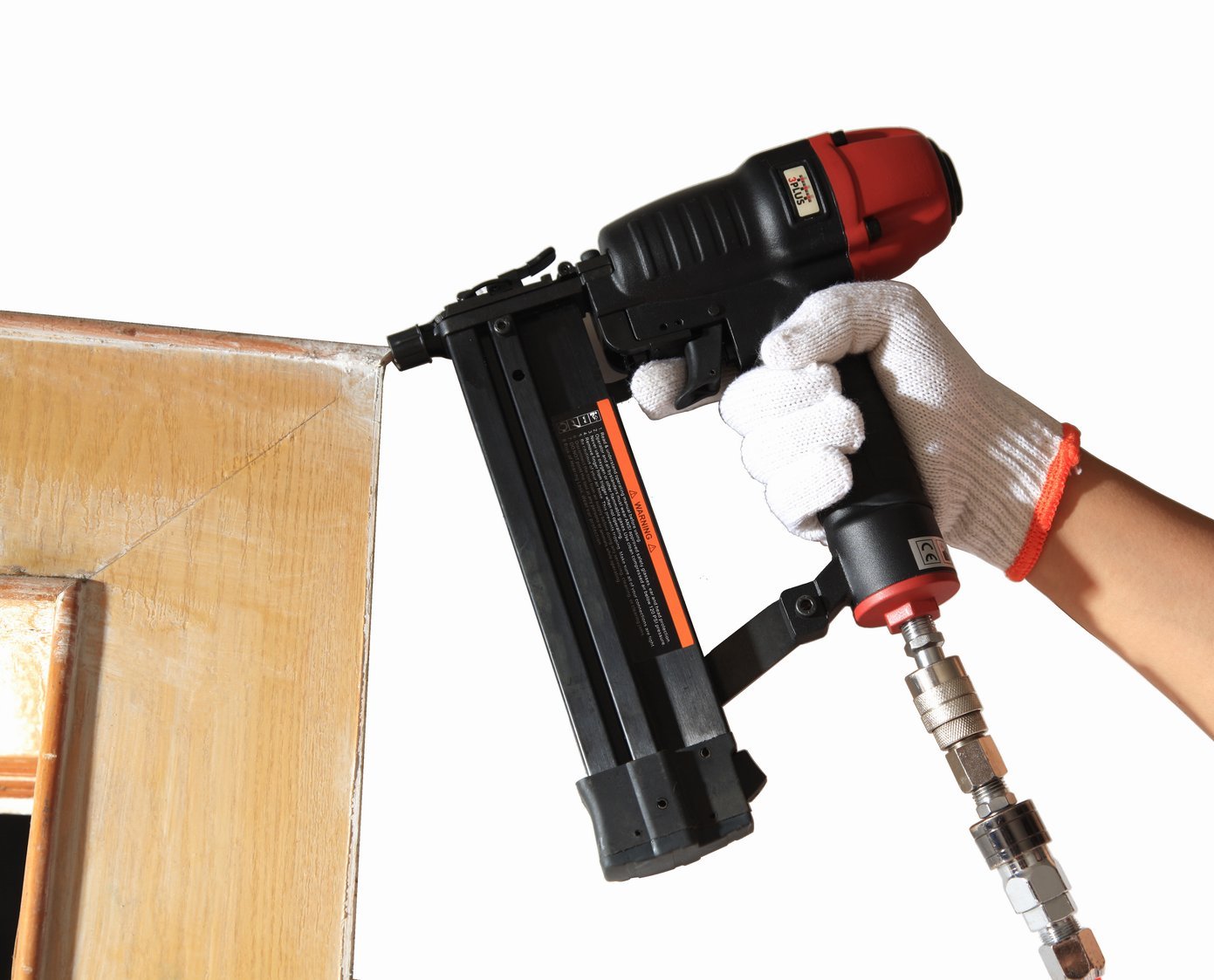 3Plus H9040SP Pneumatic Staple Gun, Heavy-Duty Narrow Crown Stapler for Woodworking (Black, 18 Gauge) s7xwc