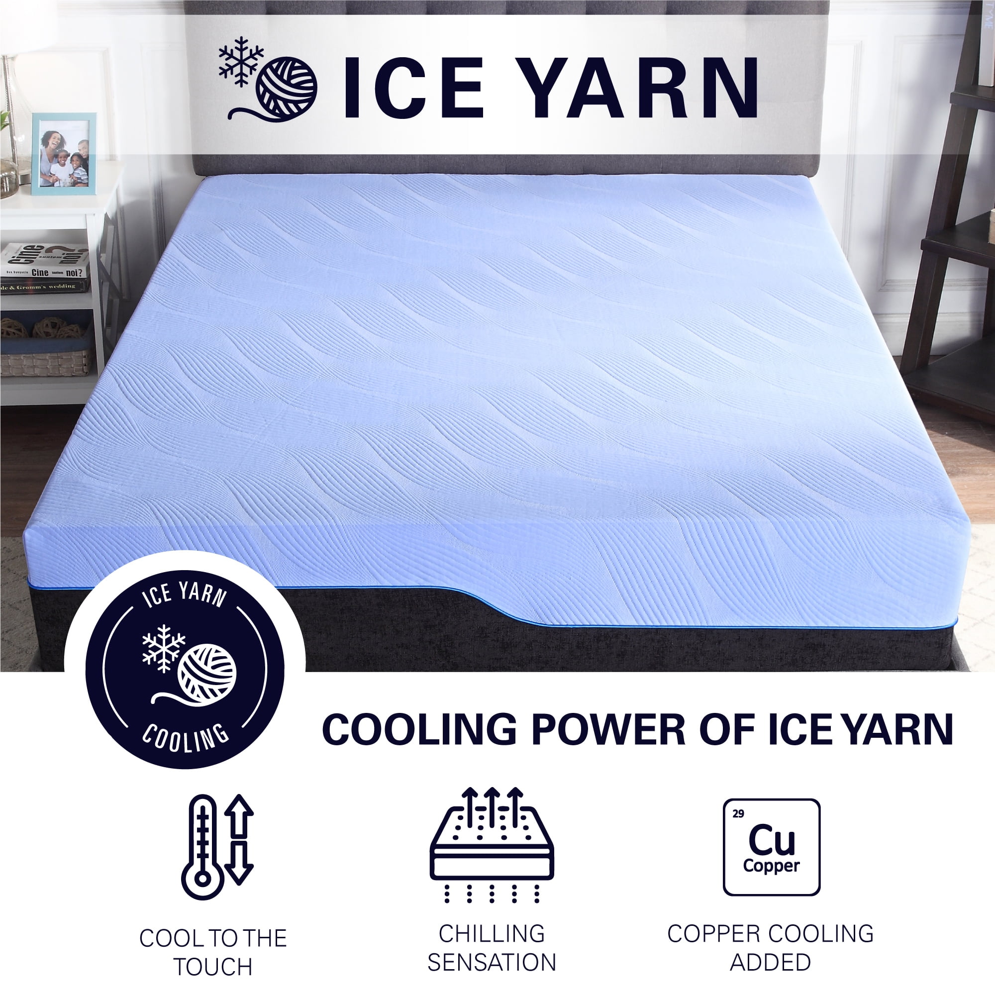 Bridgevine Home 12 inch Refresh Flex Top Hybrid Cooling Latex Foam and Coil Mattress (Blue, Queen Size) 1y0b3