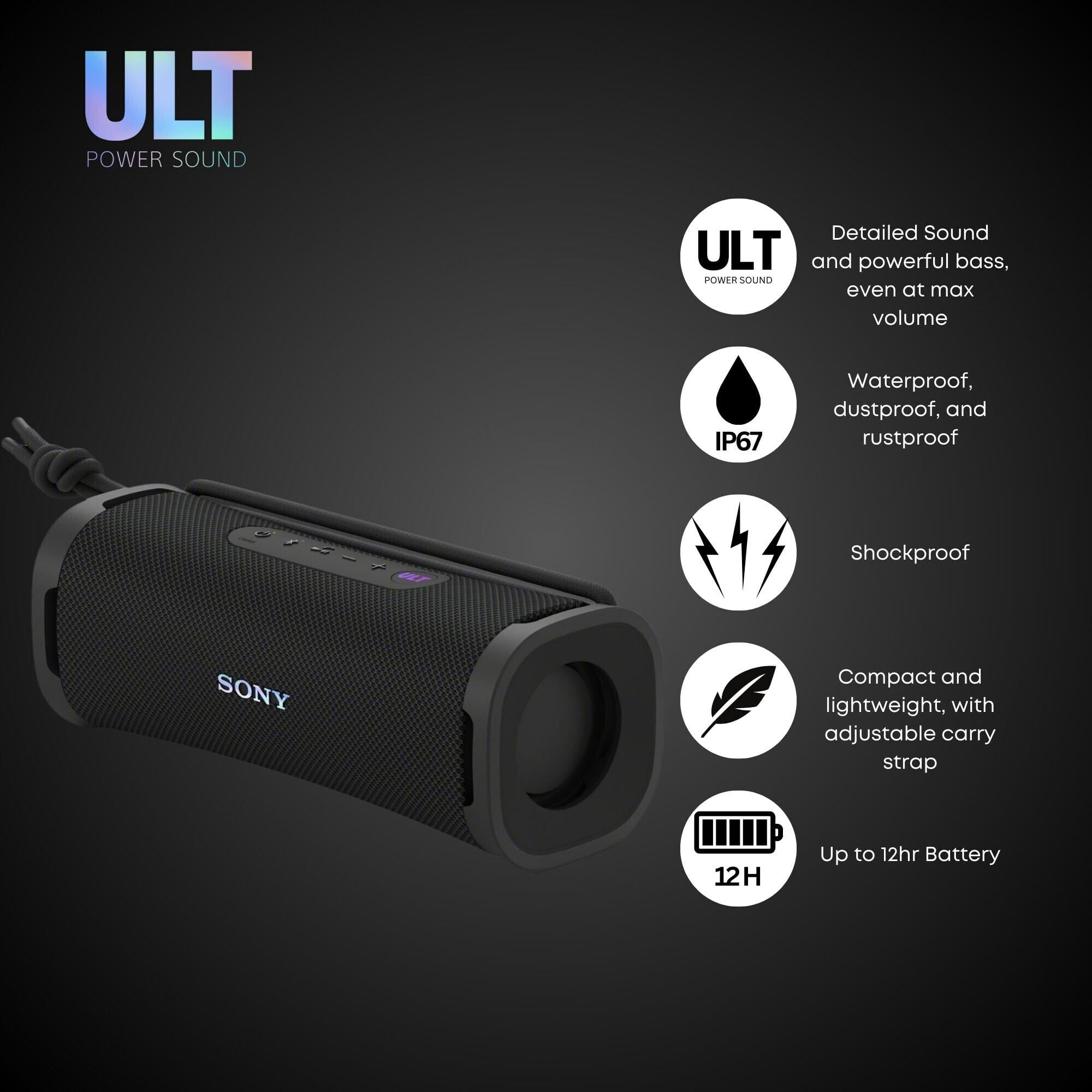Sony ULT FIELD 1 Portable Bluetooth Wireless Speaker with Echo Canceling Technology (Black, 2-Pack) c1kjf