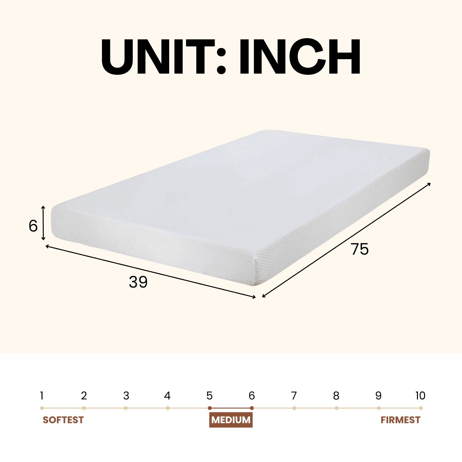 Atlas Mattress 6-Inch Twin Gel Memory Foam Mattress (Medium Firm, Breathable Cover) bficr