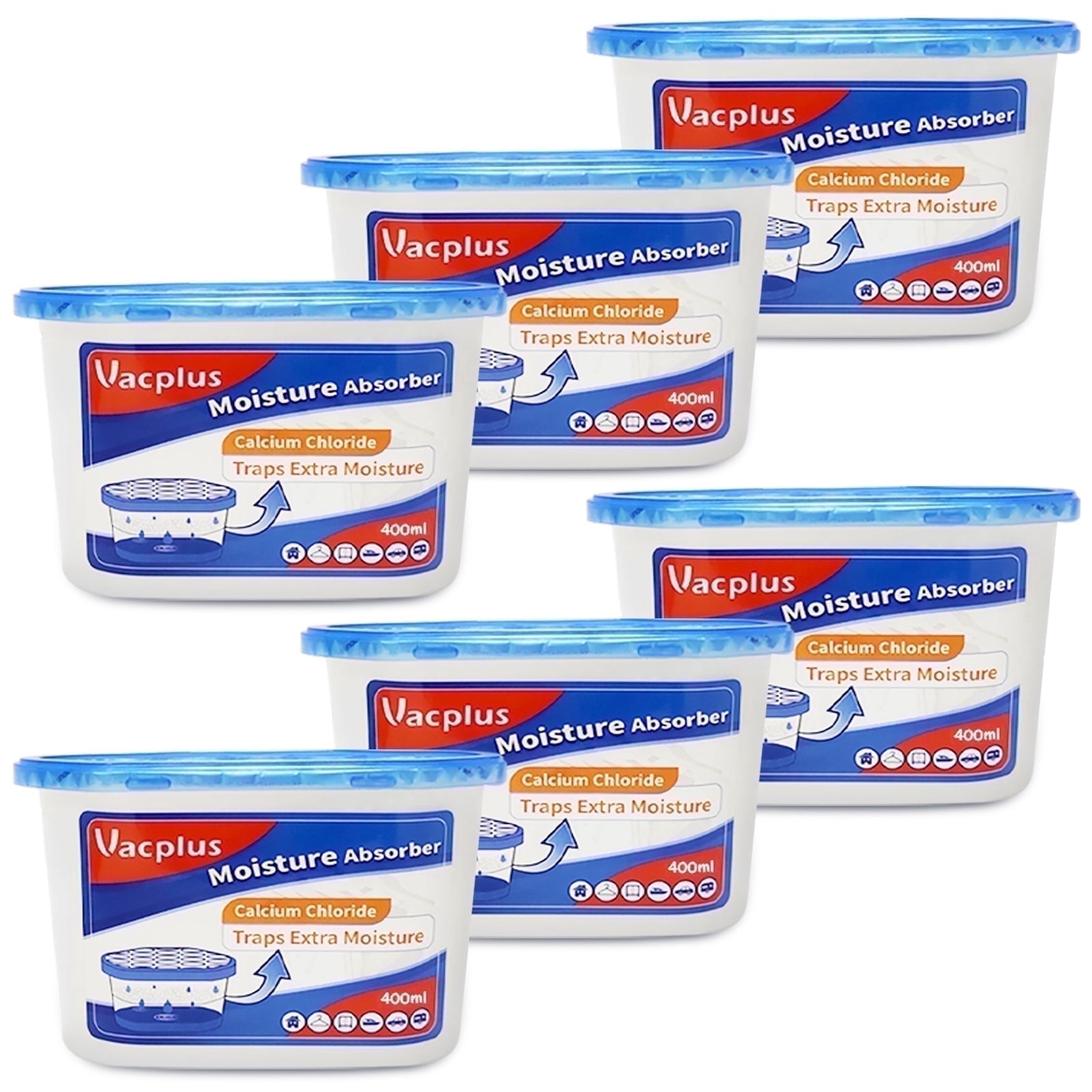 Vacplus Moisture Absorbers, Leakproof Humidity Absorber for Closets and Basements (Fragrance Free, 6 Pack, 10 oz) cag6z