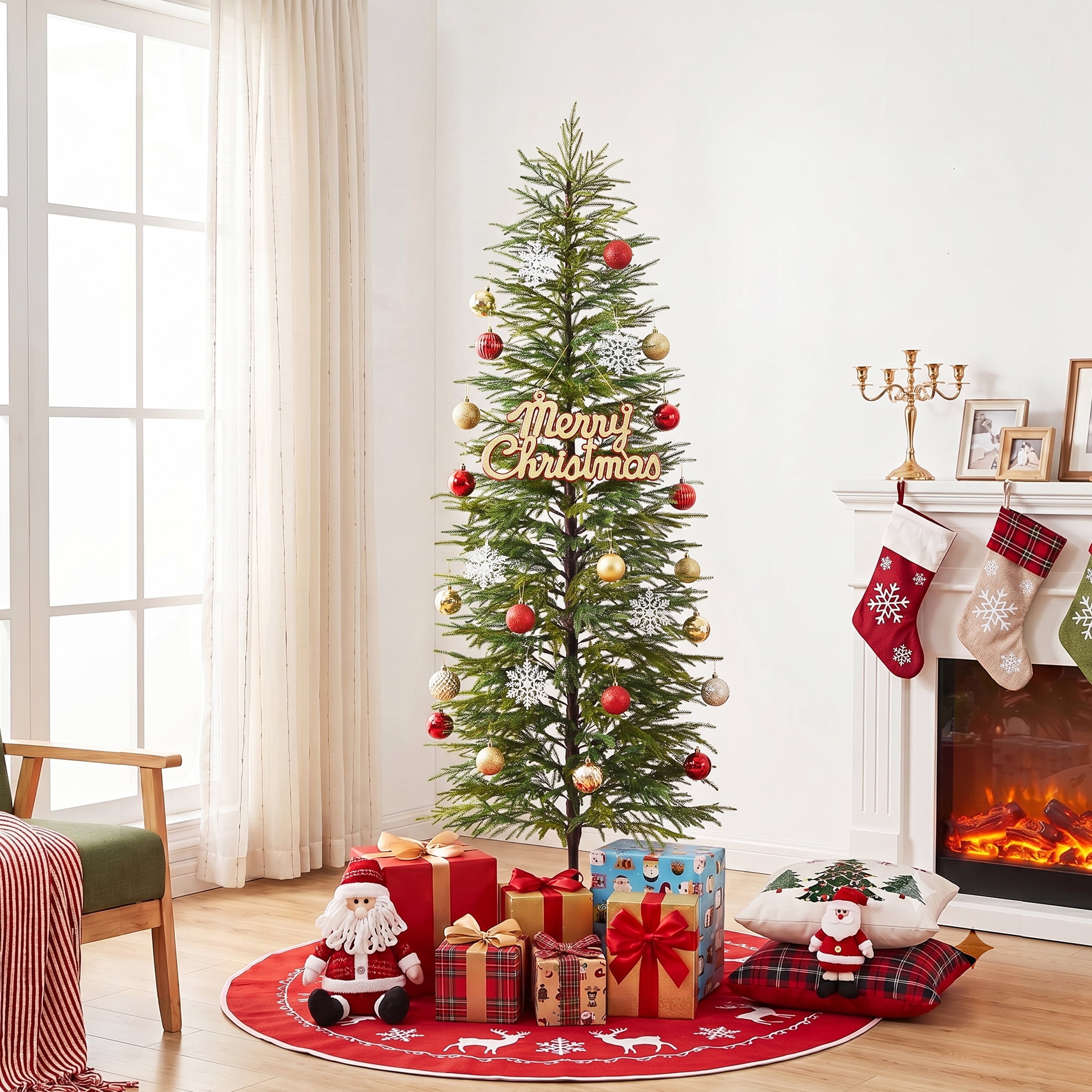 DR.Planzen Artificial Christmas Tree, Realistic Cypress Holiday Decor (Green, 6 ft) 3e5t9