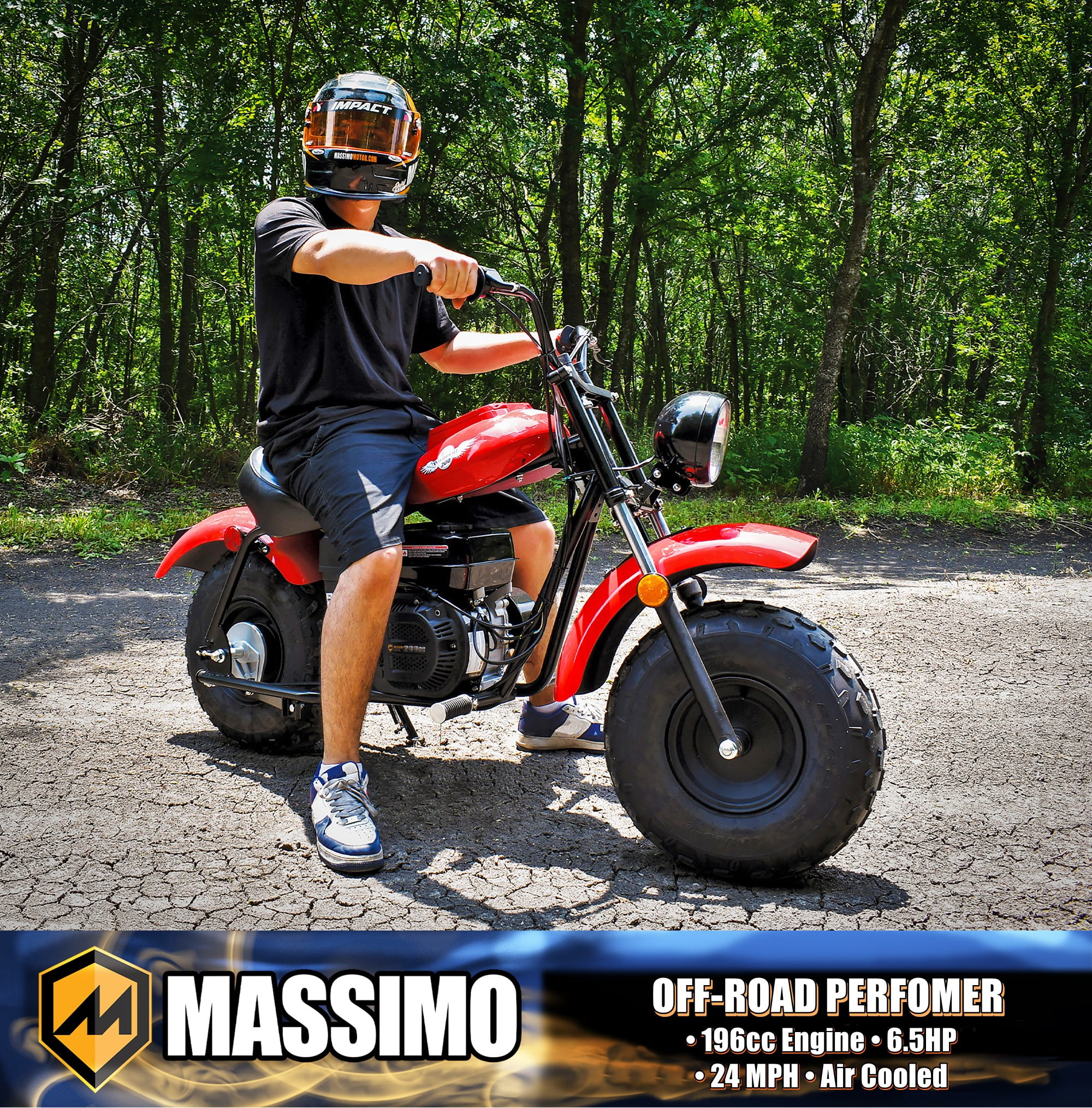 Massimo MB200 Minibike 196cc Gas Powered Off-Road Trail Bike (Red, 200 lb Capacity) wx2zh