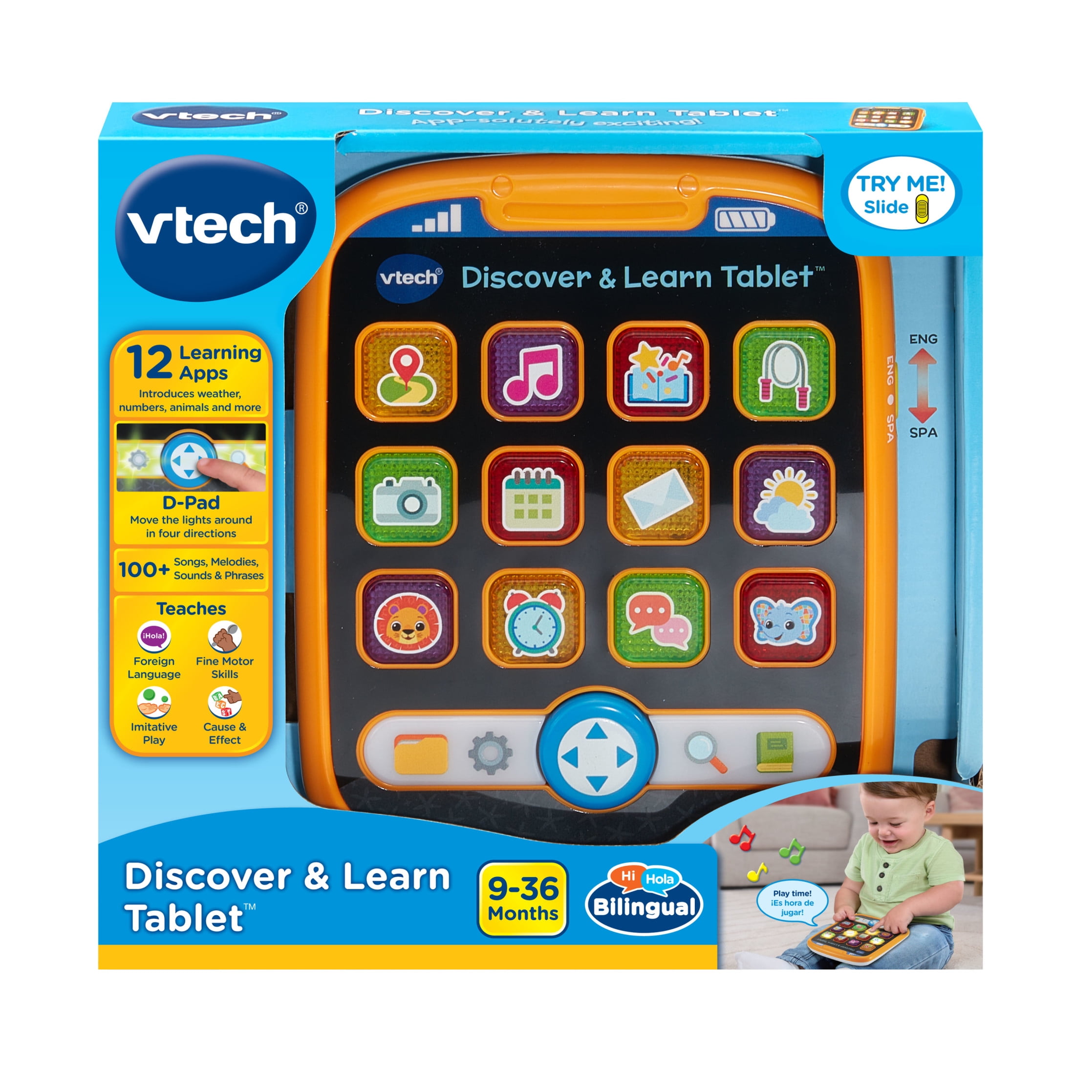 VTech Discover & Learn Bilingual Educational Tablet for Toddlers (Multicolor, 1 Pack) pxcrs