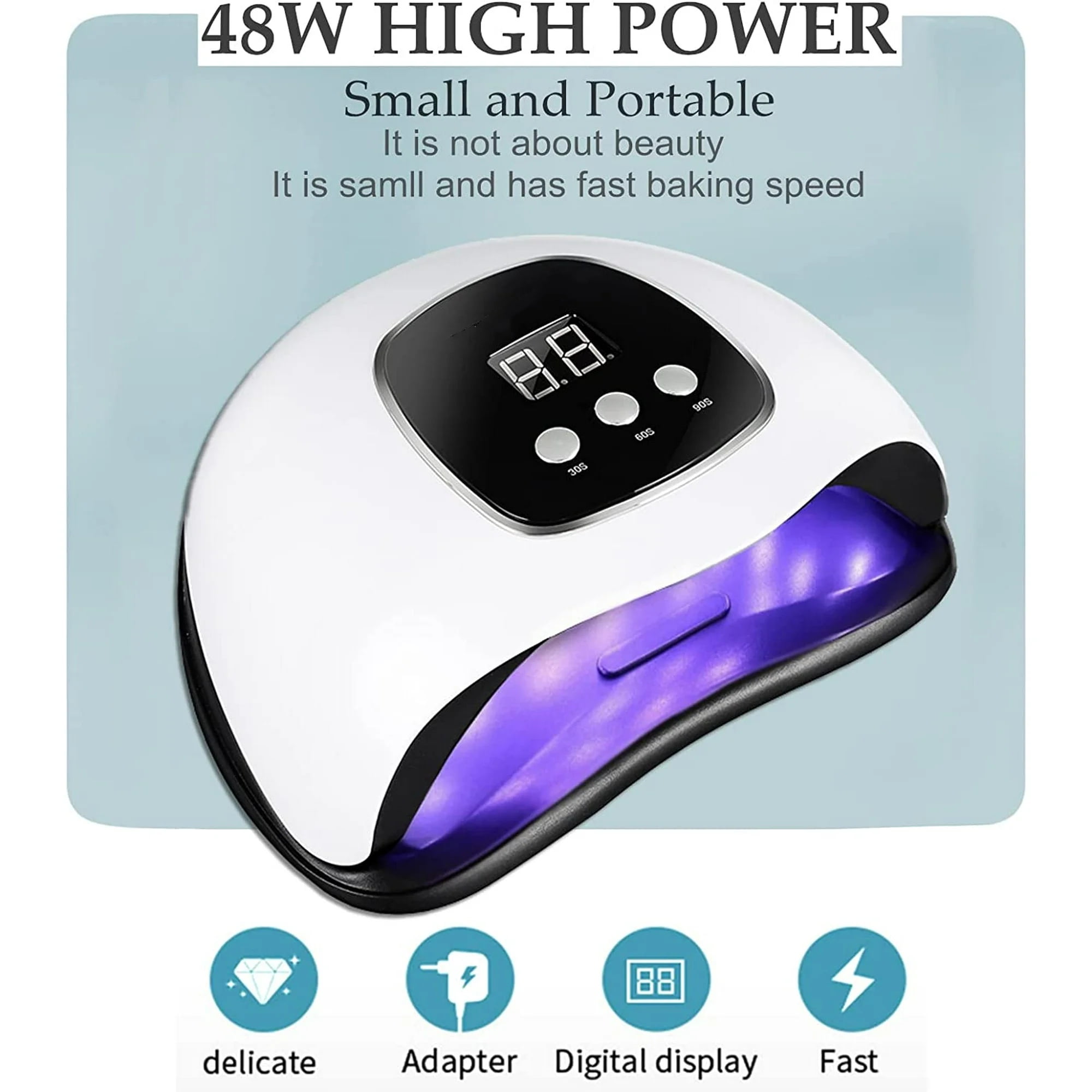 Swtroom UV LED Nail Lamp, Professional Fast Gel Polish Dryer with Automatic Sensor (White, 7.28 x 6.3 x 3.35 in) rb7h1