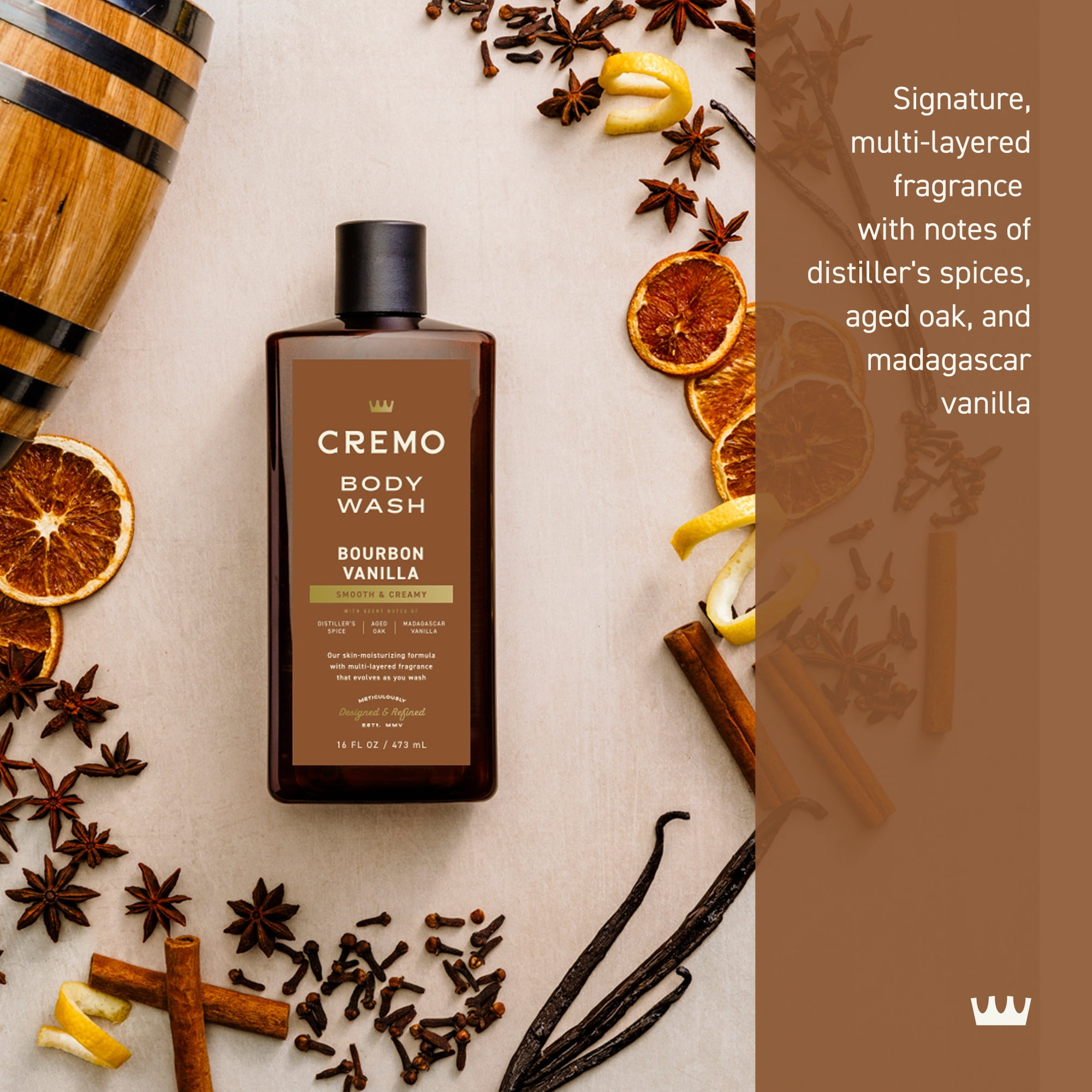 Cremo Men's Body Wash, Bourbon Vanilla, Moisturizing Formula (16 fl oz) l5t2j