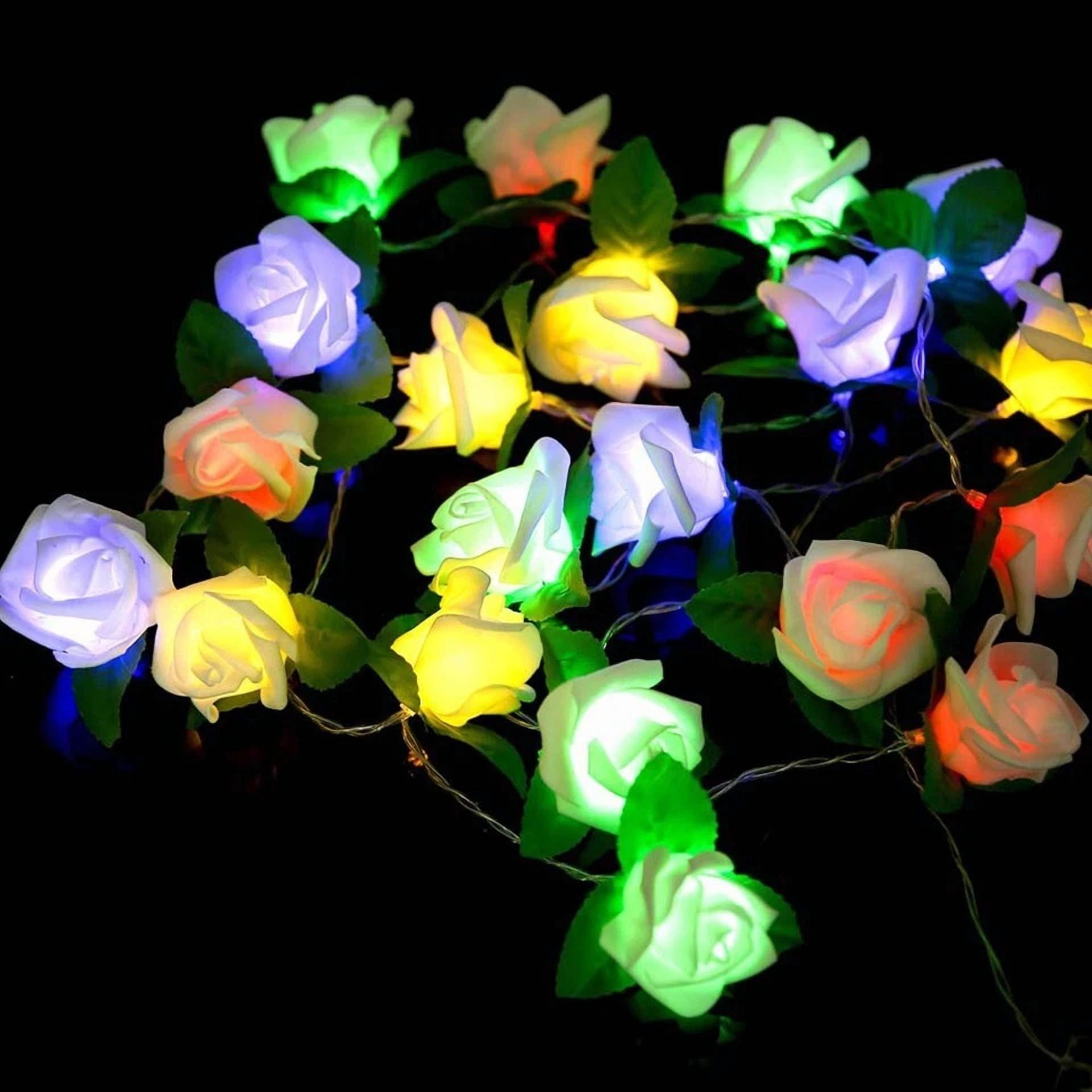 PURELY 20 LED Rose Flower String Lights Decorative Fairy Lighting for Wedding Party and Garden (Warm White, 7 ft) dlo4g