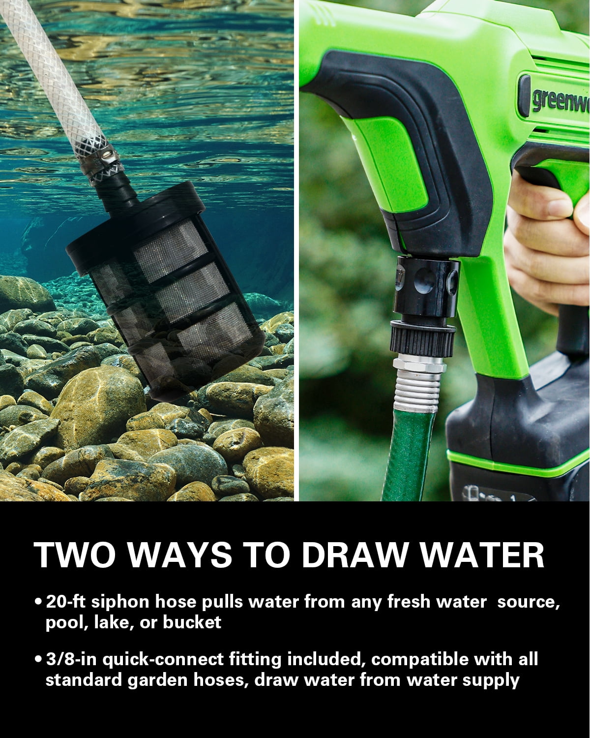 Greenworks 24V 600-PSI Cordless Power Cleaner with 4.0 Ah USB Battery and Charger (13 fl oz) i0mde