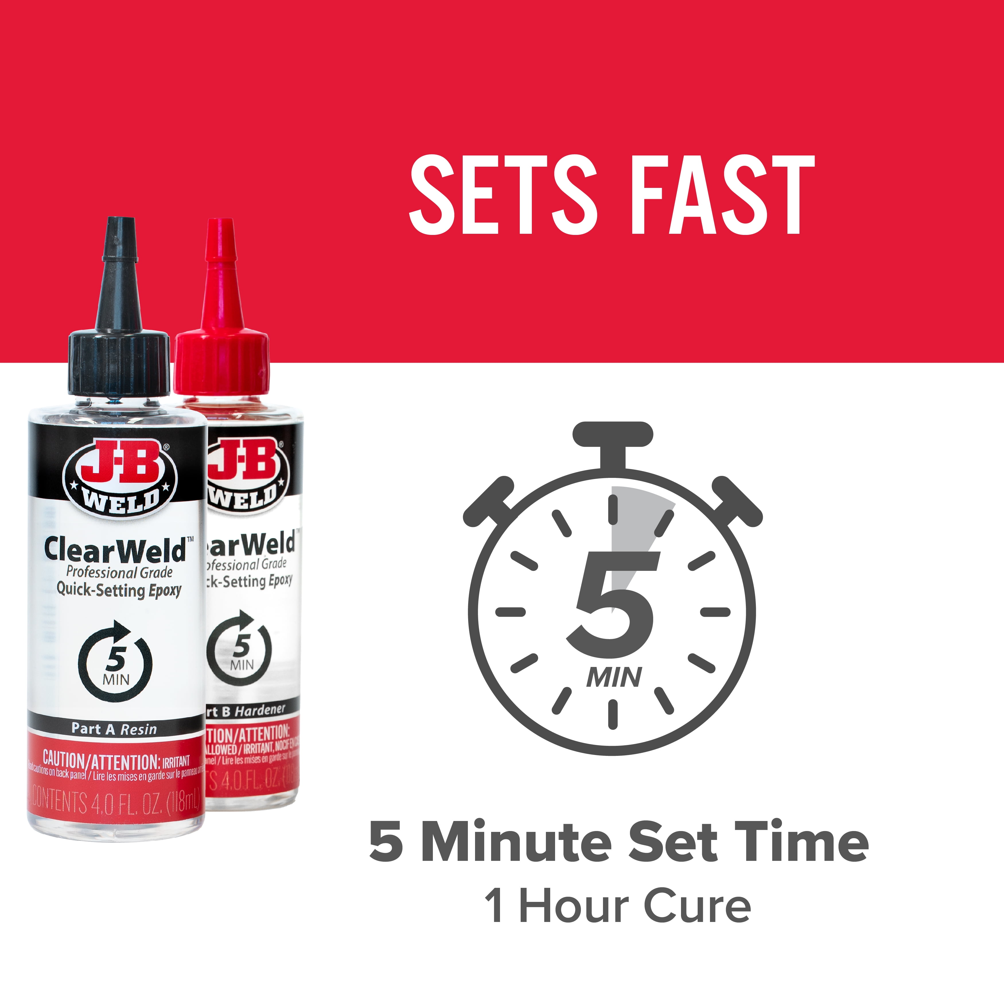 J-B Weld Clear Weld Epoxy Adhesive High-Strength Professional Formula (Clear, 8 fl oz) aeazh