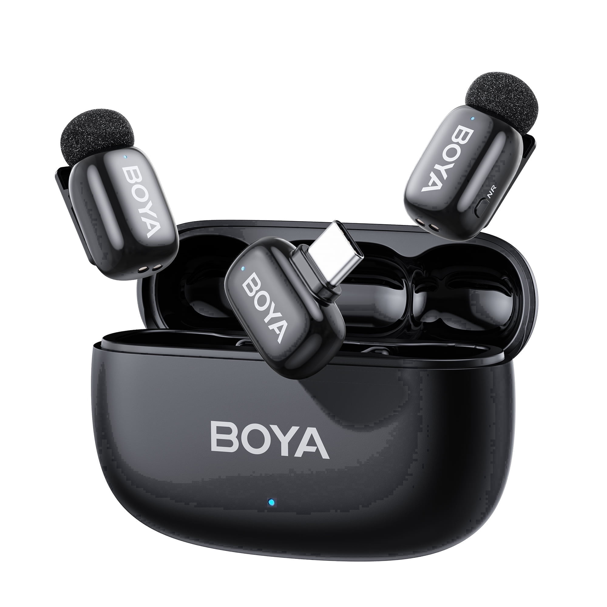 BOYA Mini 2 Wireless Lavalier Microphone System with Charging Case (Black, 328 ft Range) 4ezva