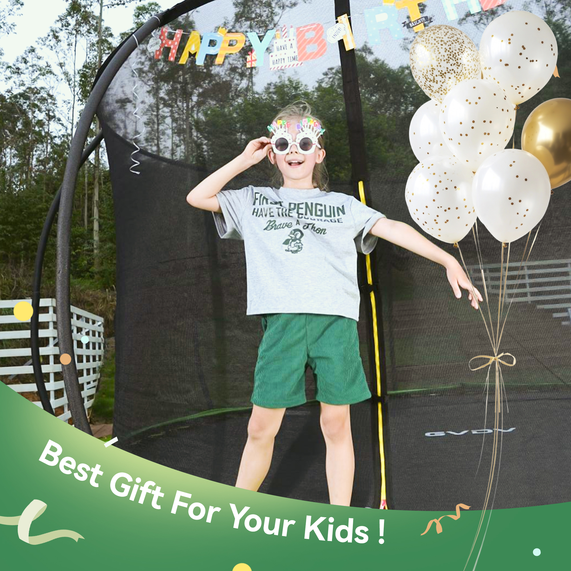GVDV Outdoor Recreational Trampoline with Safety Enclosure and Ladder (10 ft) lhtvd