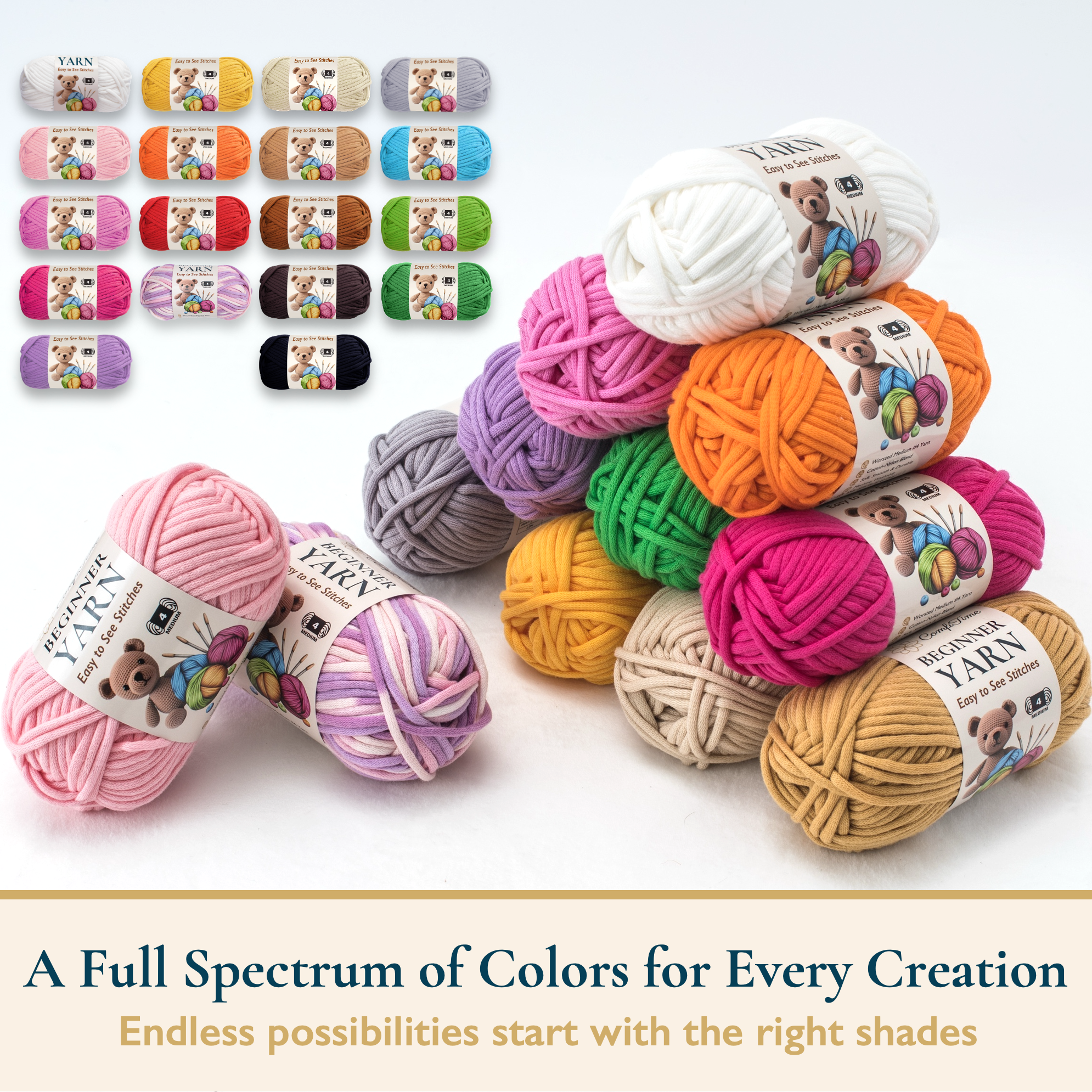 ComfiTime Beginner Crochet Yarn for Amigurumi and Knitting (Pink, 3-Pack, 165 Yds Total) 7dmsw