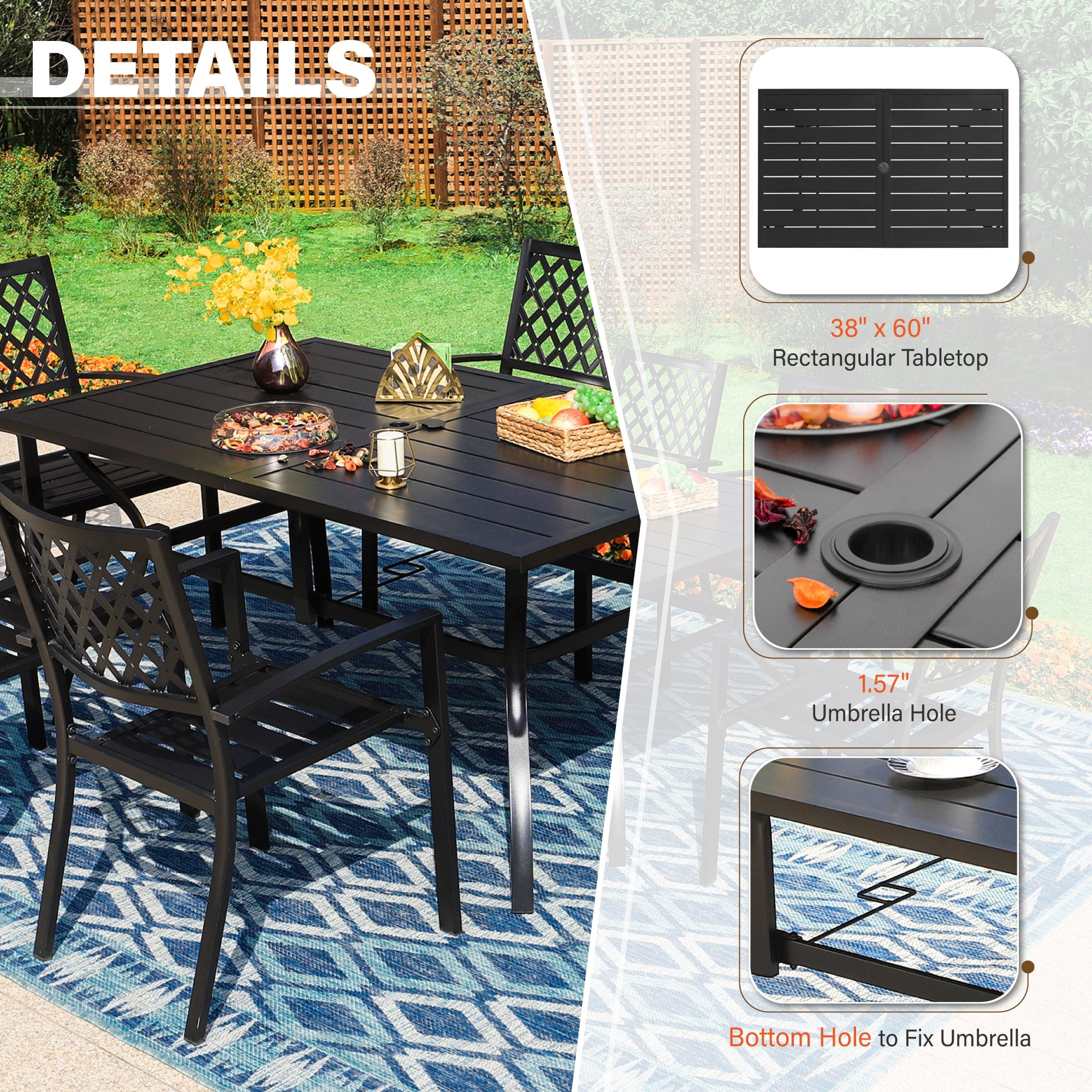Sophia & William 7 Piece Outdoor Patio Dining Set with Swivel Textilene Chairs and Metal Table (Gray, 7 Piece Set) p89dj