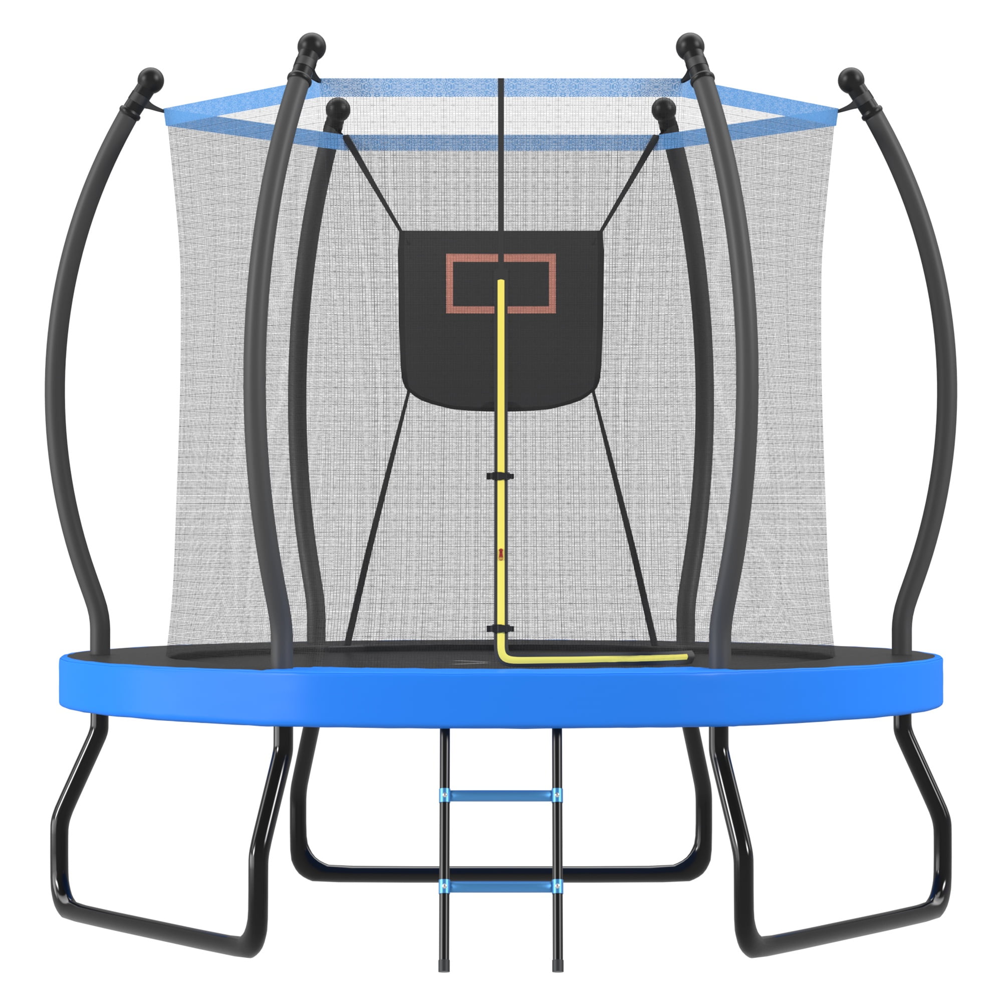 Segmart 8 ft Round Recreational Trampoline with Enclosure, Basketball Hoop, and Ladder (Blue, 8 ft) lm2w9