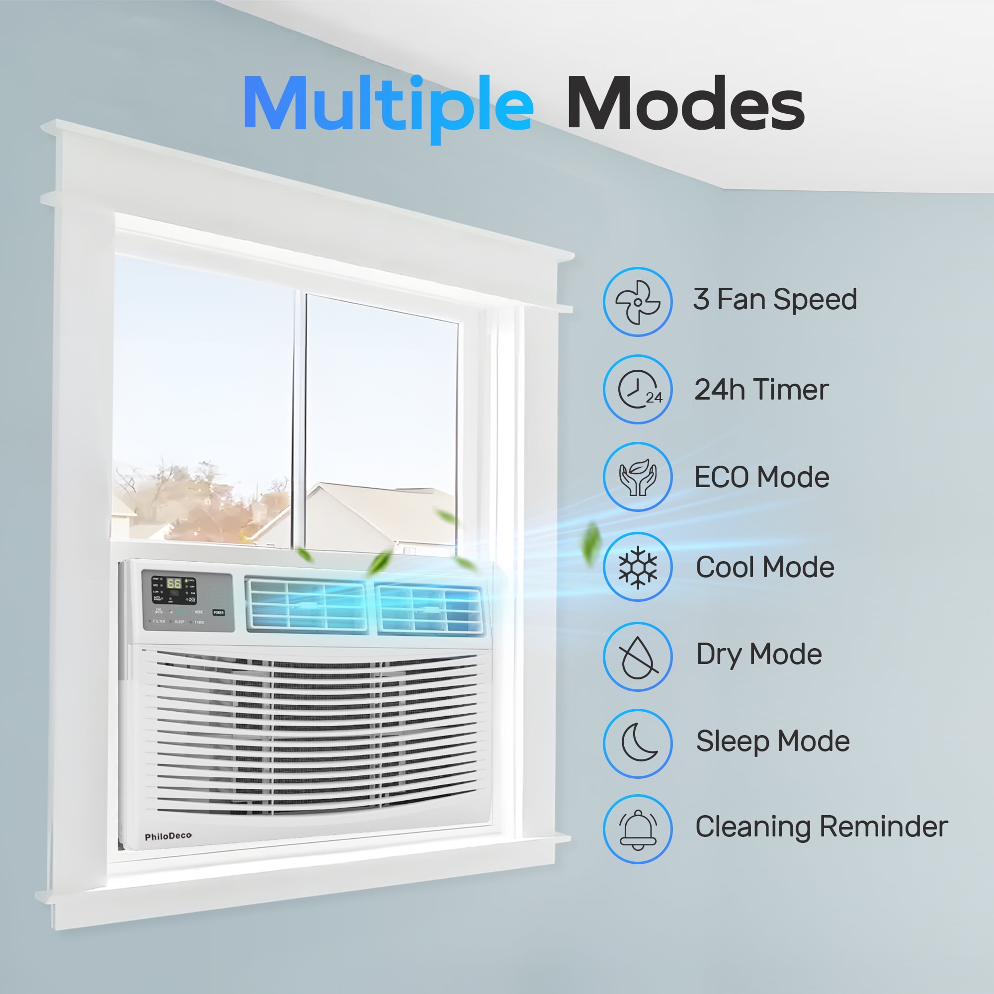 PhiloDeco 14000 BTU Window Air Conditioner, Quiet Cooling for Rooms up to 700 sq ft (White, 14000 BTU) 69s1c