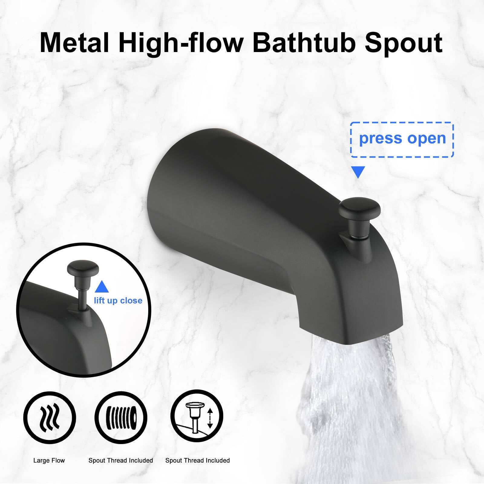 PROOX High Pressure Dual 2-in-1 Rain Shower Head and Handheld Combo Set with Bathtub Spout (Black, 5 in) dp801