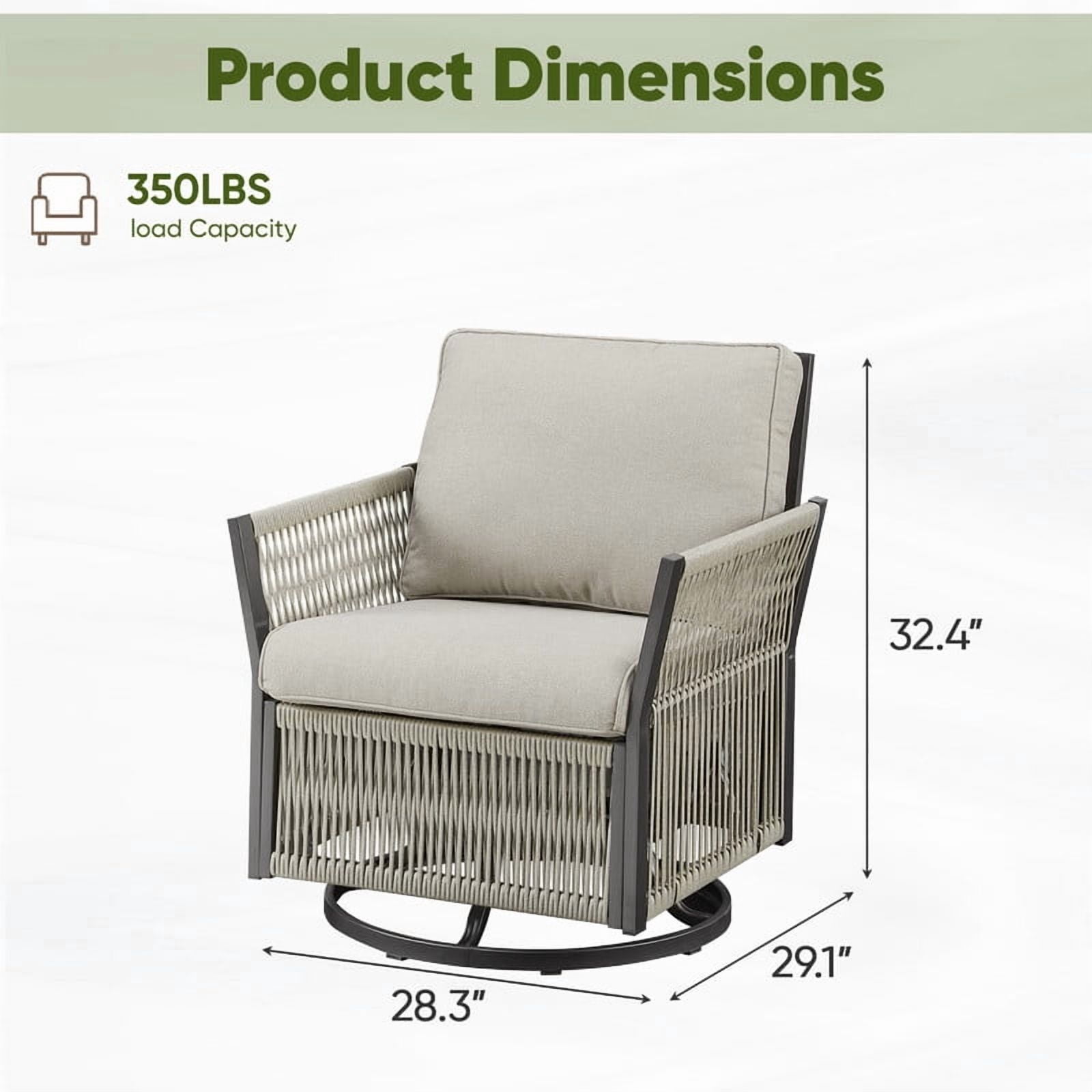 Opohoro Outdoor Swivel Rocking Chair Set, Wicker Patio Furniture with Cushions (Beige, 2-Piece Set) zq6ad