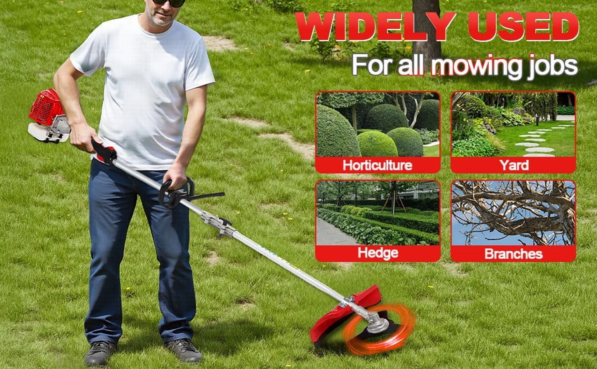 WETS 52CC 2-Cycle Gas String Trimmer, 5-in-1 Multi-Functional Brush Cutter and Hedge Trimmer (Red, 52CC Engine) pdli0