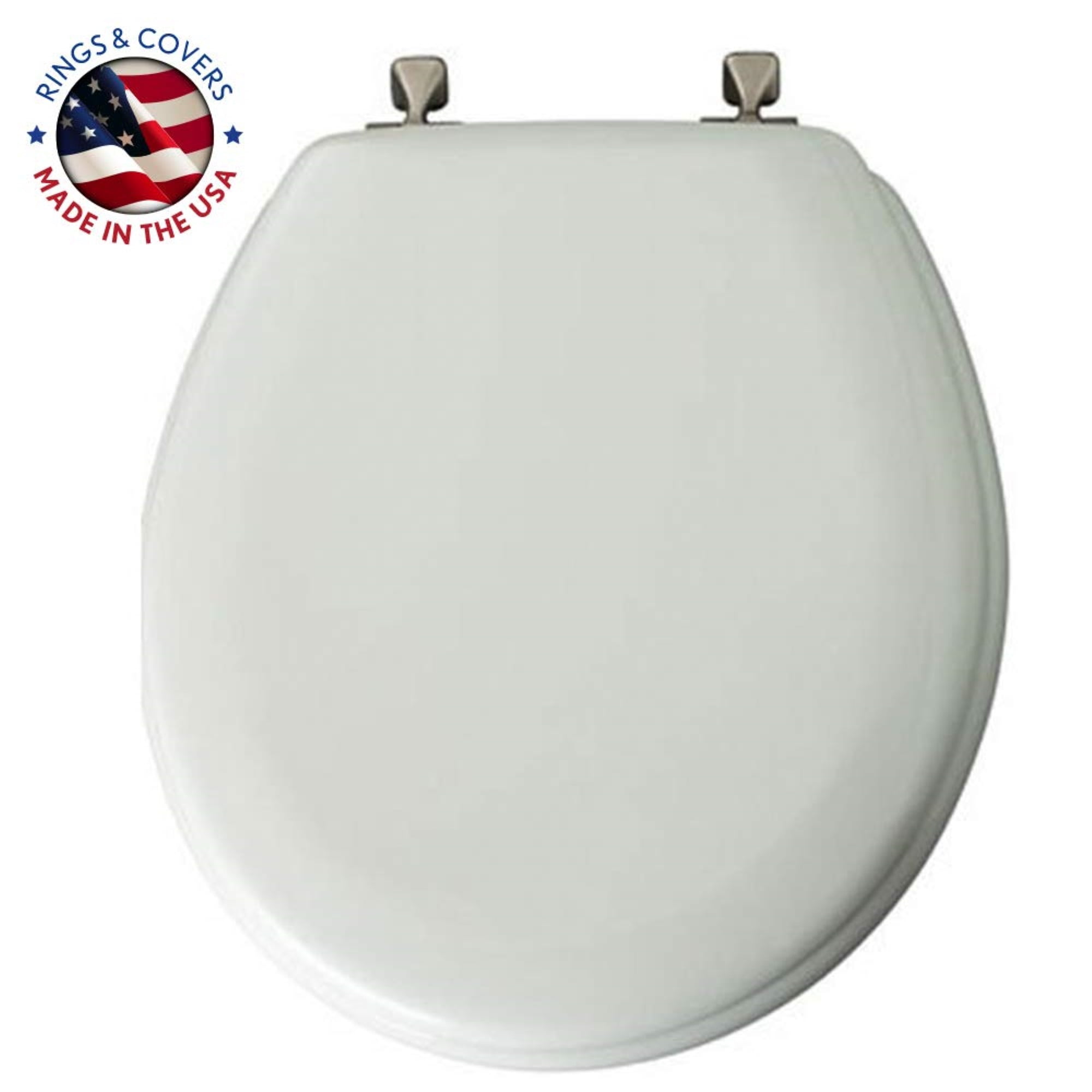 Mayfair Round Toilet Seat, Molded Wood with Gloss Finish (White, 16.56 in x 14.38 in) z2kz1