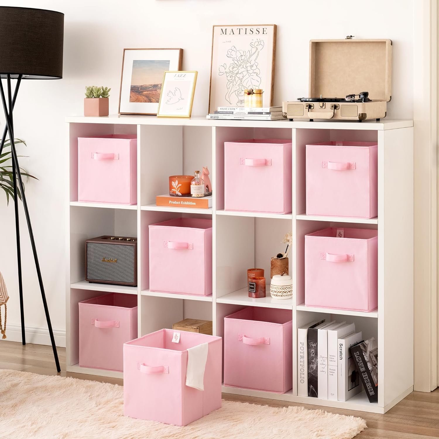 GRANNY SAYS Cube Storage Bins, Fabric Organizer Baskets with Dual Handles, Collapsible Closet Organization (Pink, 11 in, 8-Pack) 20yoo